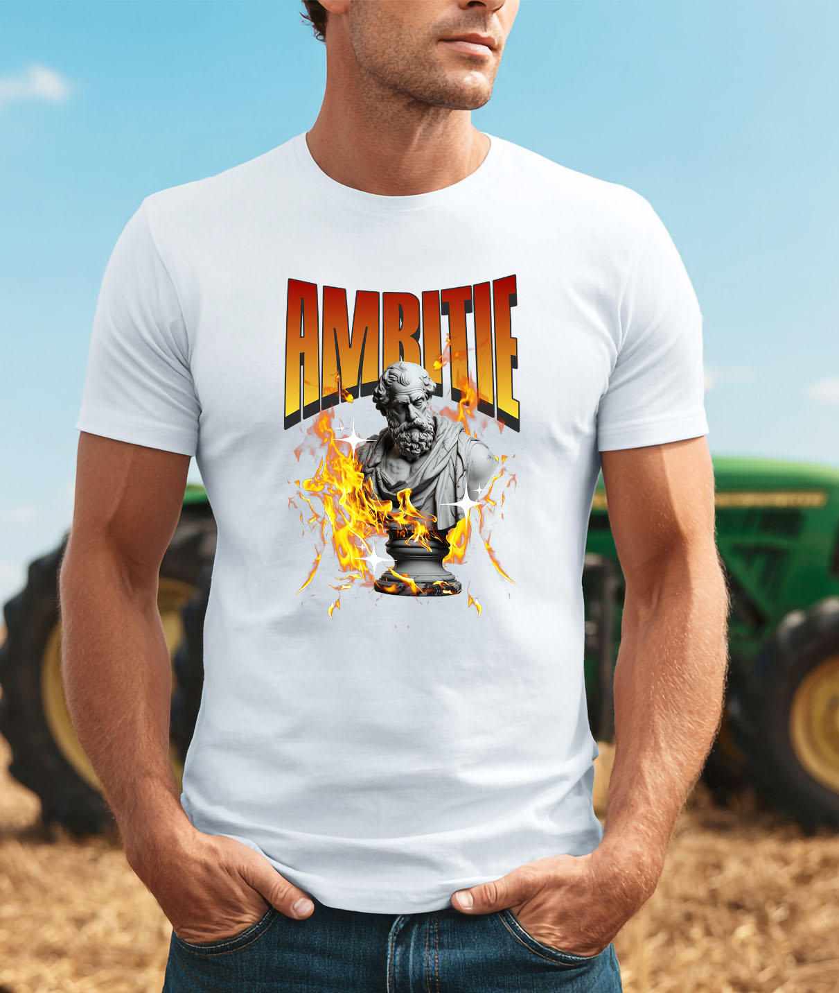 Tricou Femei, Barbati, Copii, Fata, Baiat, Unisex Personalizat Bust Statuie Grecească cu Mesaj de Ambiție - Cadou Motivațional pentru Succes [1]