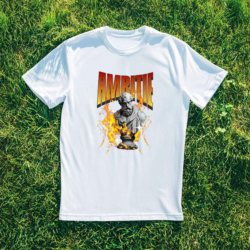 Tricou Femei, Barbati, Copii, Fata, Baiat, Unisex Personalizat Bust Statuie Grecească cu Mesaj de Ambiție - Cadou Motivațional pentru Succes [2]