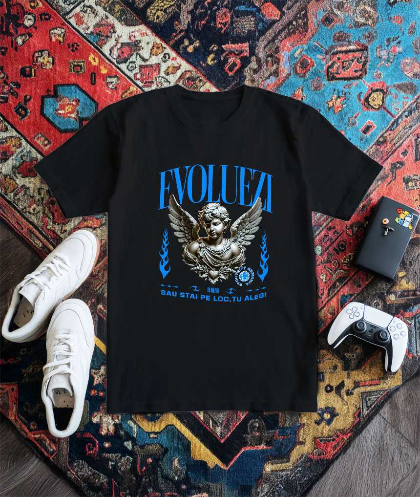 Tricou Femei, Barbati, Copii, Fata, Baiat, Unisex Personalizat Bust Statuie Grecească cu Mesaj Motivațional - Evoluezi sau Stai pe Loc, Tu Alegi [2]