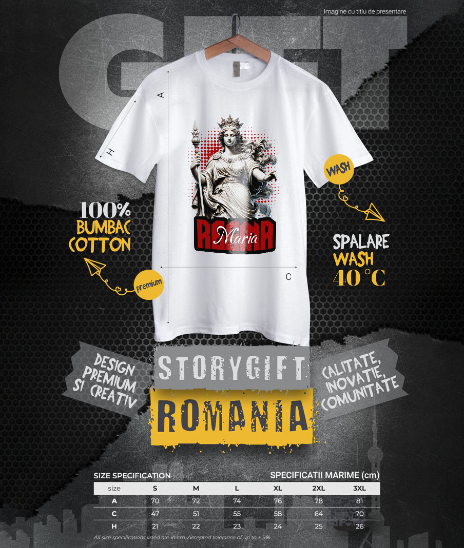 Tricou Femei, Barbati, Copii, Fata, Baiat, Unisex Personalizat Statuie Stil Grecesc Regina Maria – Cadou Personalizat Cu Coroana [3]