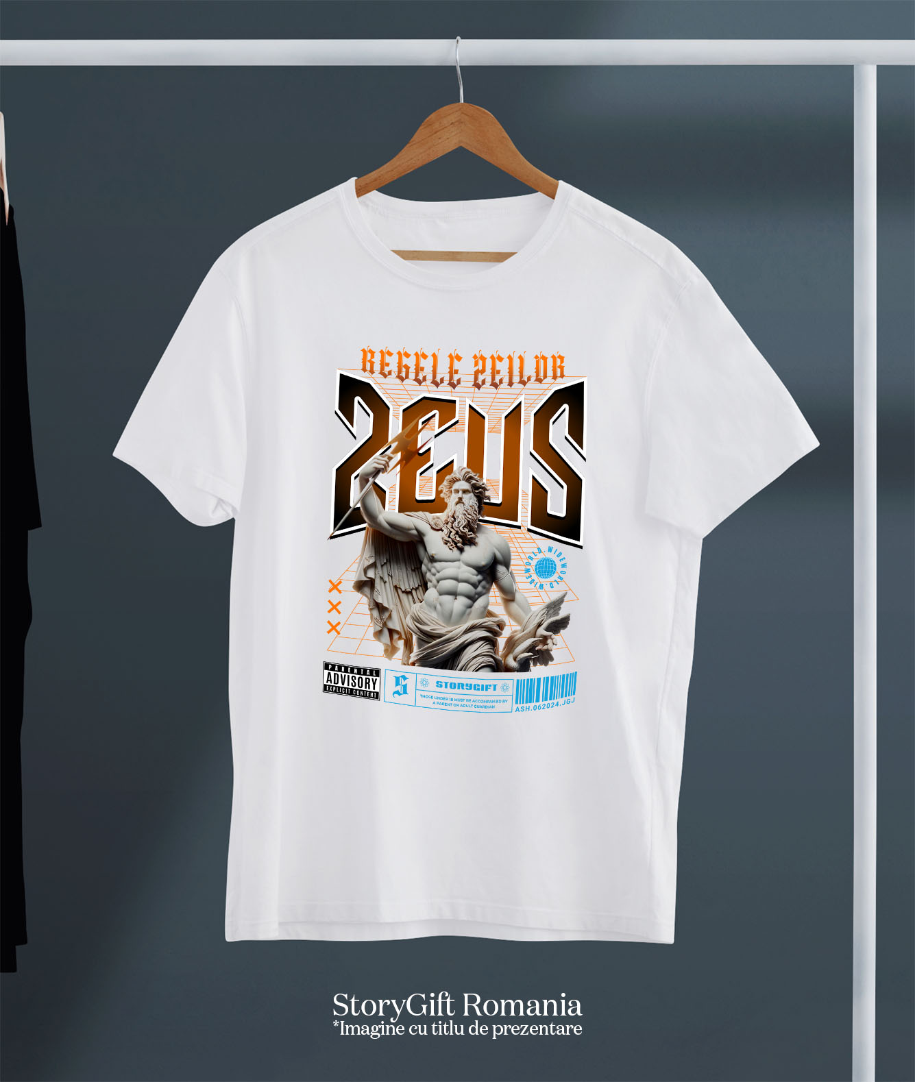 Tricou Femei, Barbati, Copii, Fata, Baiat, Unisex Personalizat Statuie Grecească Bust Dezgolit Zeus – Cadou Motivational „Regele Zeilor” [2]