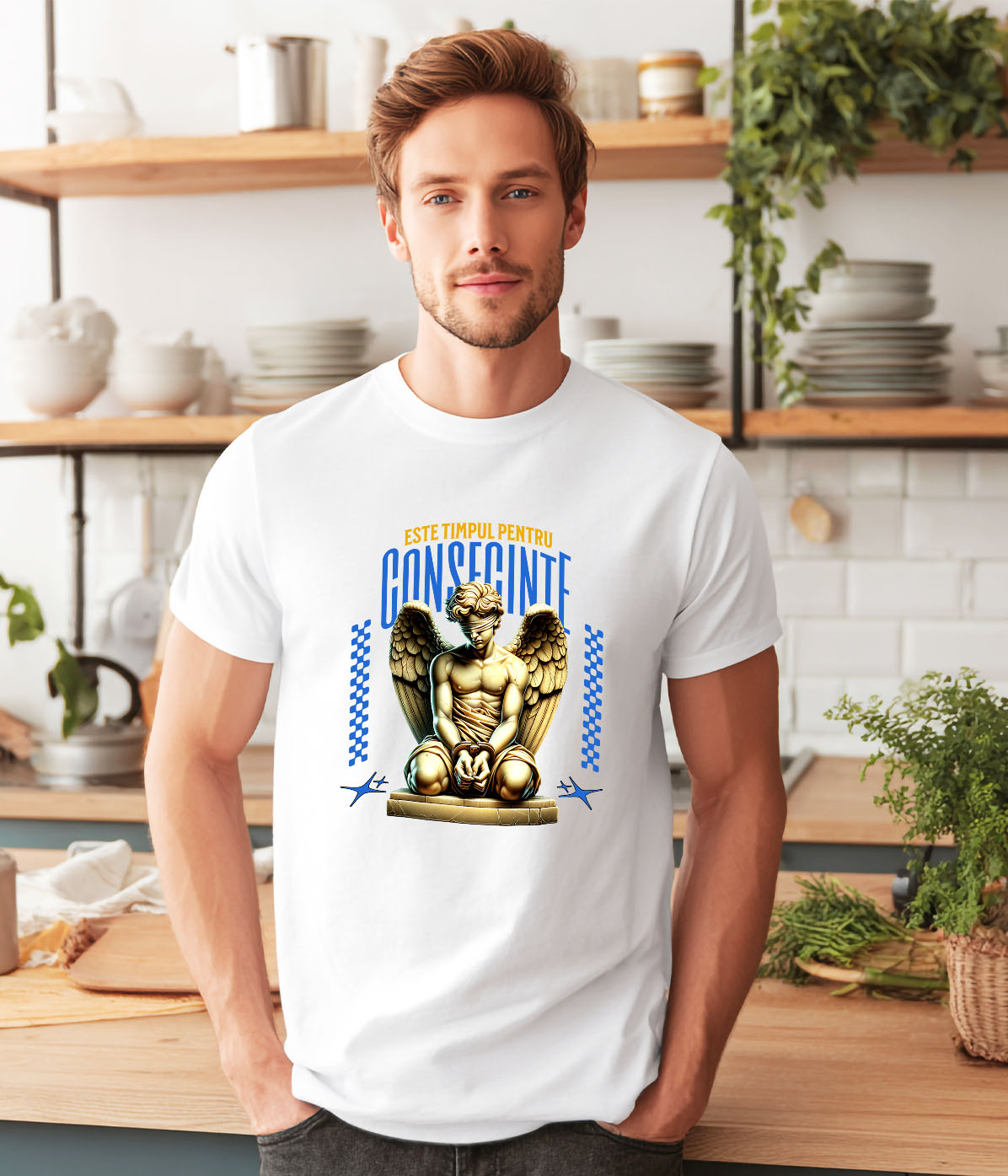 Tricou Femei, Barbati, Copii, Fata, Baiat, Unisex Personalizat Statuie Înger Cu Ochii Acoperiți - Cadou Personalizat Consecințe și Protecție pentru Familie și Prieteni [1]