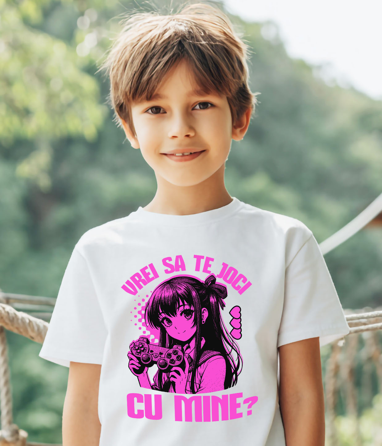 Tricou Femei, Barbati, Copii, Fata, Baiat, Unisex Personalizat Fată Stil Anime cu Manetă de Jocuri Video - Cadou Personalizat „Vrei Să Te Joce Cu Mine?” pentru Familie și Prieteni [3]