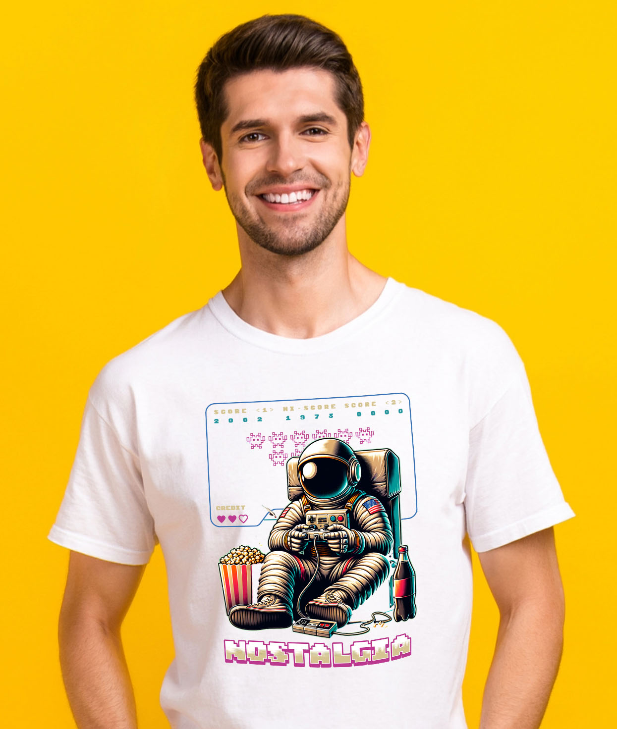 Tricou Femei, Barbati, Copii, Fata, Baiat, Unisex Personalizat Astronaut în Costum Jucându-se Jocuri Video - Cadou Personalizat „Nostalgia Relaxare Gamer” pentru Familie și Prieteni [1]