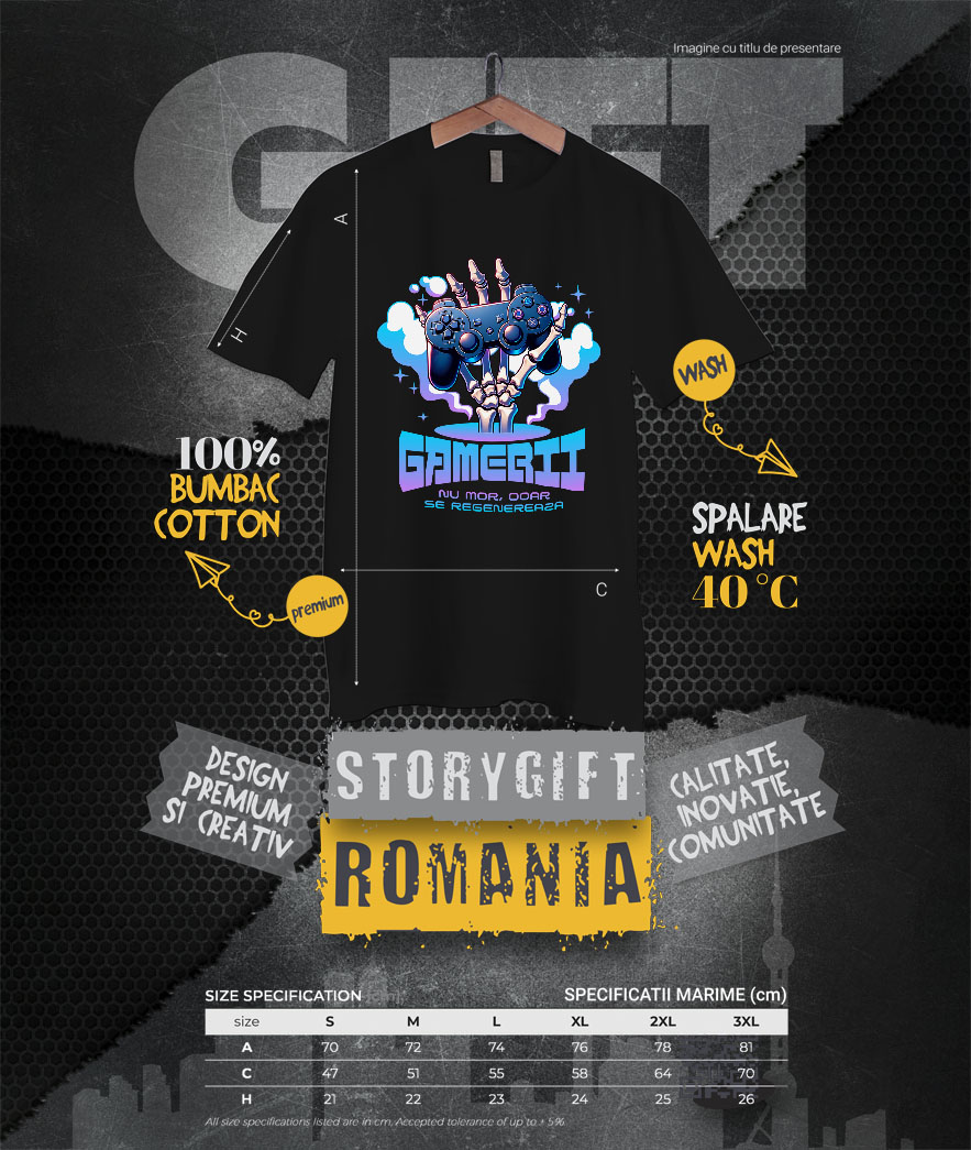 Tricou Femei, Barbati, Copii, Fata, Baiat, Unisex Personalizat Mână Schelet cu Manetă Jocuri Video „Gamerii Nu Mor Doar Se Revanșează” - Cadou Personalizat pentru Gameri și Familie [3]