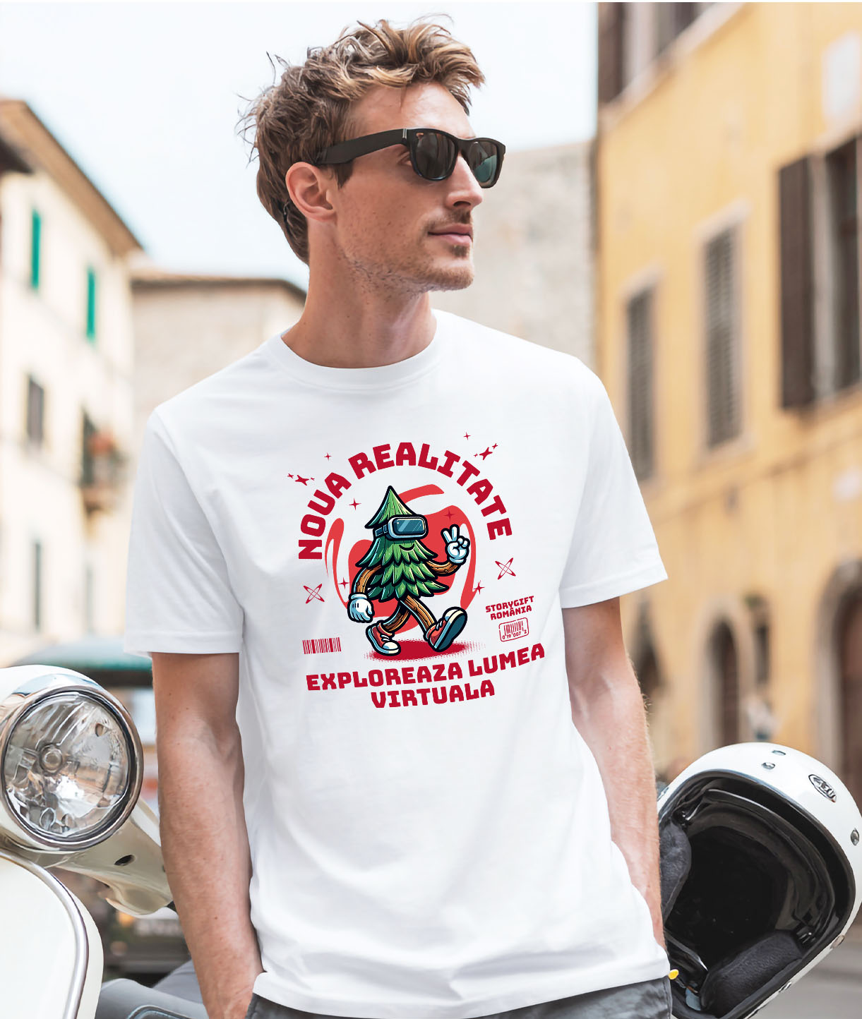 Tricou Femei, Barbati, Copii, Fata, Baiat, Unisex Personalizat Brad Verde cu Ochelari VR „Noua Realitate” - Cadou Personalizat pentru Iubitorii de Gaming și Tehnologie VR [1]