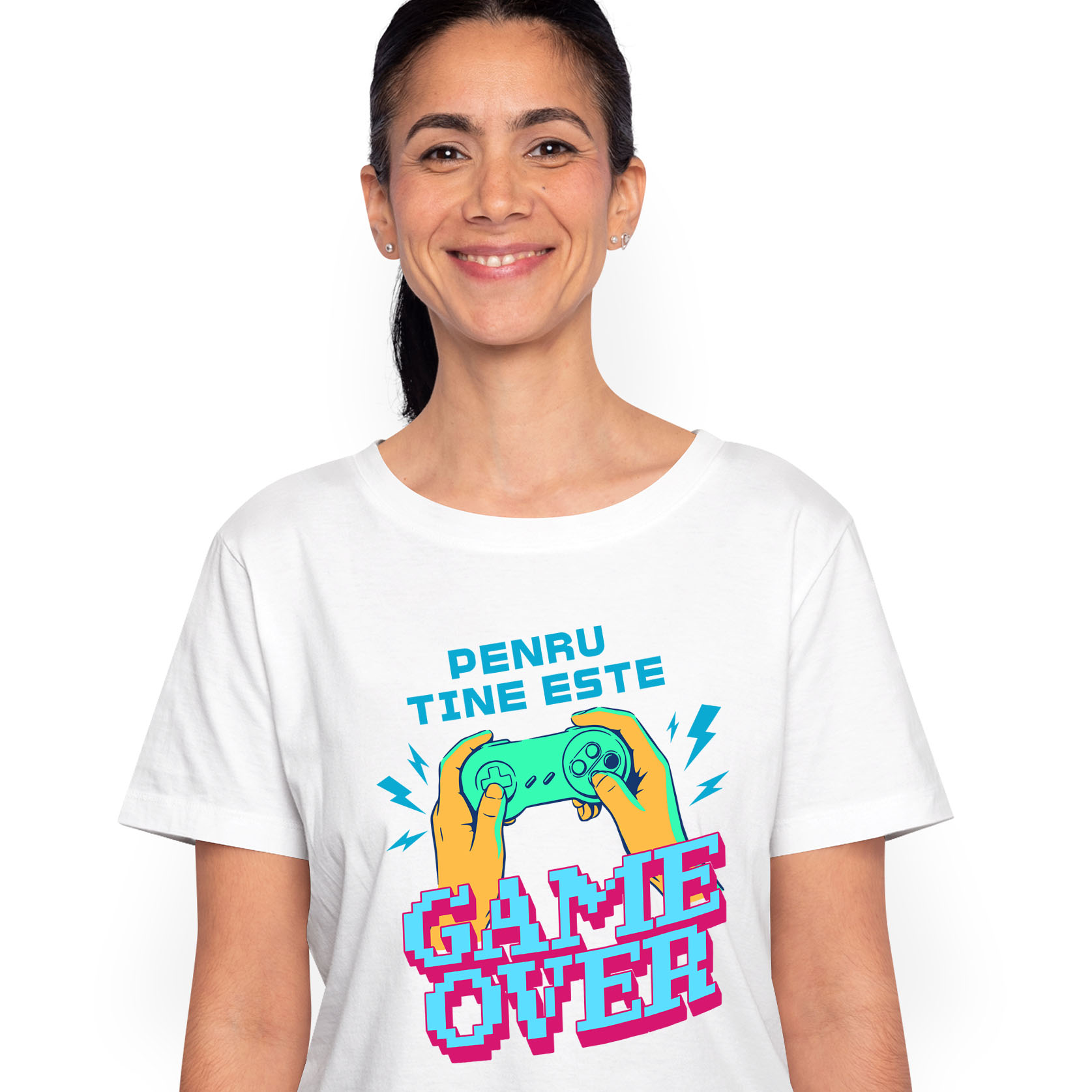 Lume Digitala - Tricou Femei, Barbati, Copii, Fata, Baiat, Unisex Personalizat Game Over - Maneta Jocuri Video în Mâini - Cadou Personalizat Gaming