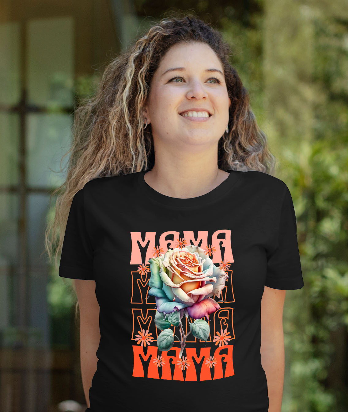 Tricou Femei, Barbati, Copii, Fata, Baiat, Unisex Personalizat Trandafir Multicolor - „Mama, Cea Mai Bună Femeie” | Cadou Special [1]