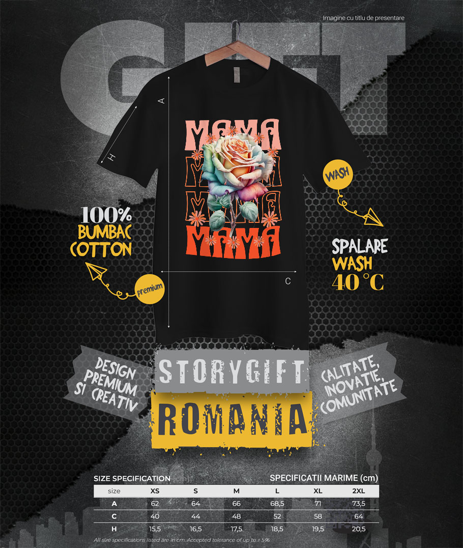 Tricou Femei, Barbati, Copii, Fata, Baiat, Unisex Personalizat Trandafir Multicolor - „Mama, Cea Mai Bună Femeie” | Cadou Special [3]