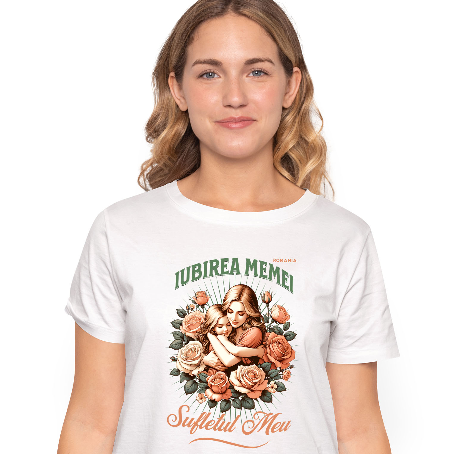 Mama - Tricou Femei, Barbati, Copii, Fata, Baiat, Unisex Personalizat "Mama și Fata – Cadouri Personalizate cu Trandafiri Roz și Mesajul Iubirii Mamei"