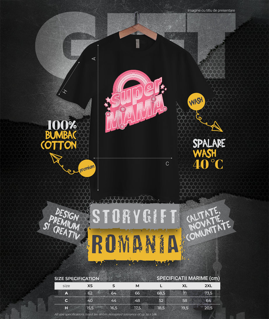 Tricou Femei, Barbati, Copii, Fata, Baiat, Unisex Personalizat "Curcubeu Colorat – Cadouri Personalizate pentru Super Mama și Iubirea Eternă a Familiei" [3]