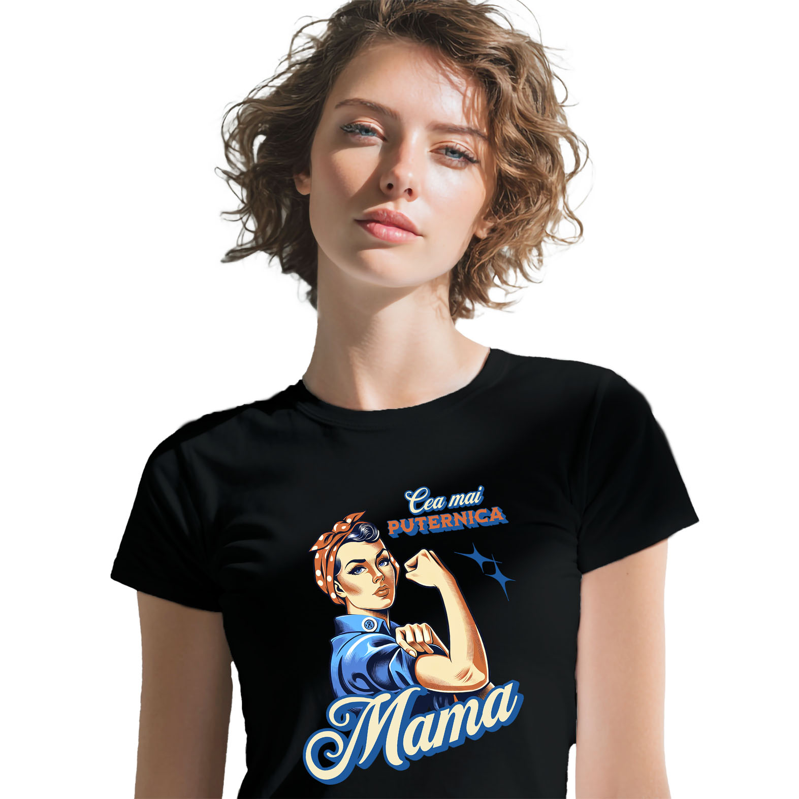 Mama - Tricou Femei, Barbati, Copii, Fata, Baiat, Unisex Personalizat "Cea Mai Puternică Mama Familie – Cadouri Personalizate pentru Femeia Gospodină"