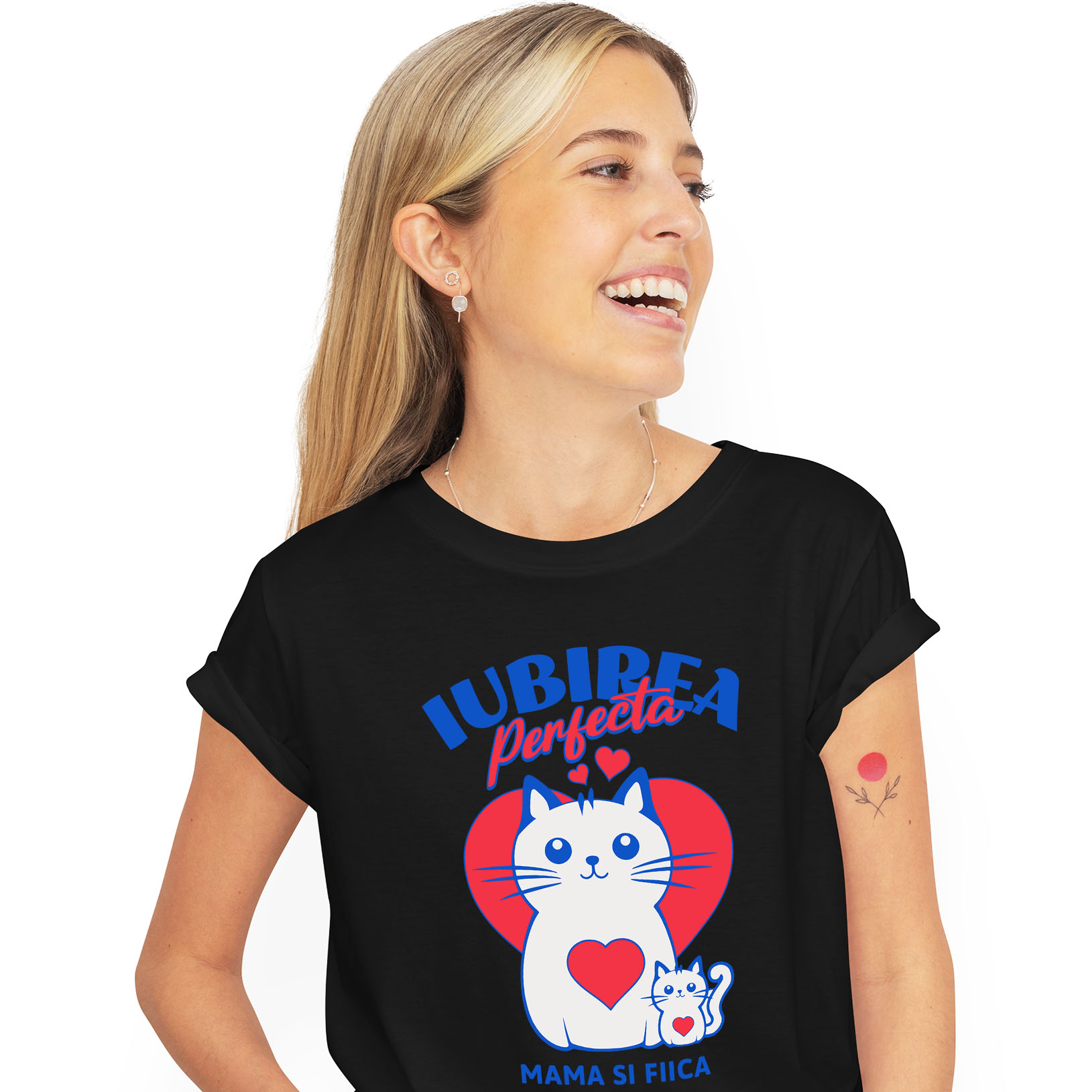 Mama - Tricou Femei, Barbati, Copii, Fata, Baiat, Unisex Personalizat "Iubirea Perfectă Mama și Fiică – Cadouri Personalizate cu Pisica Mama și Pui"