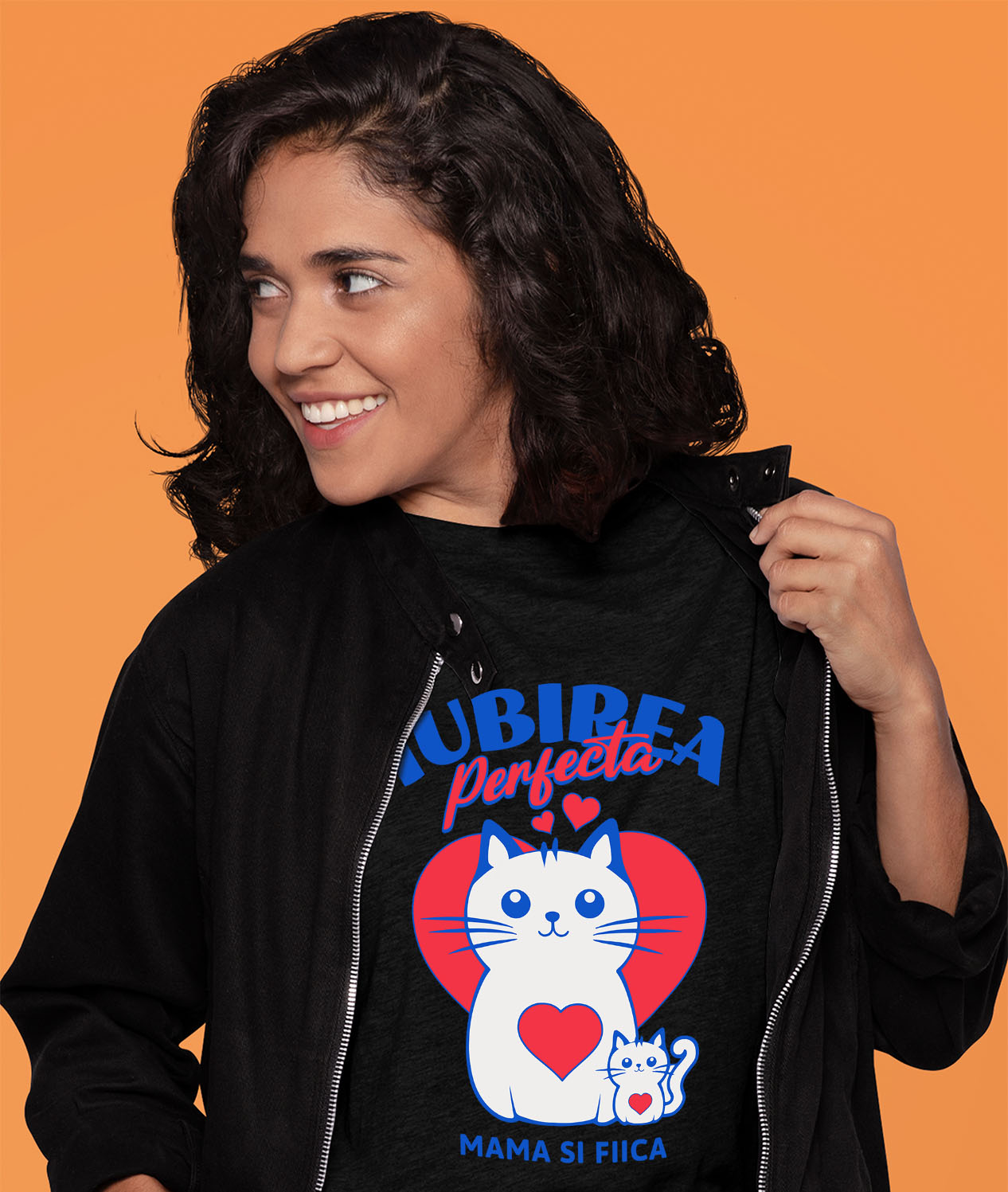 Tricou Femei, Barbati, Copii, Fata, Baiat, Unisex Personalizat "Iubirea Perfectă Mama și Fiică – Cadouri Personalizate cu Pisica Mama și Pui" [1]