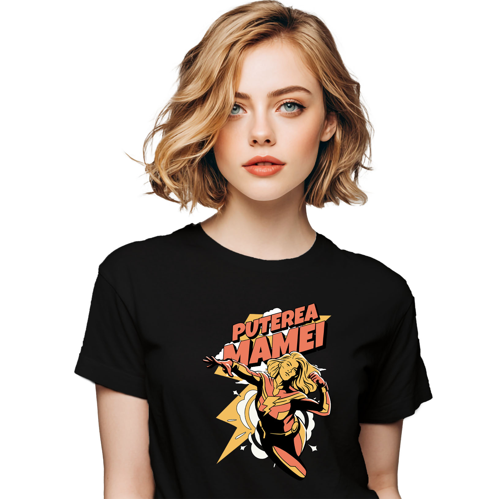 Mama - Tricou Femei, Barbati, Copii, Fata, Baiat, Unisex Personalizat "Puterea Mamei – Super Erou Familie – Cadouri Personalizate pentru Femei Puternice"