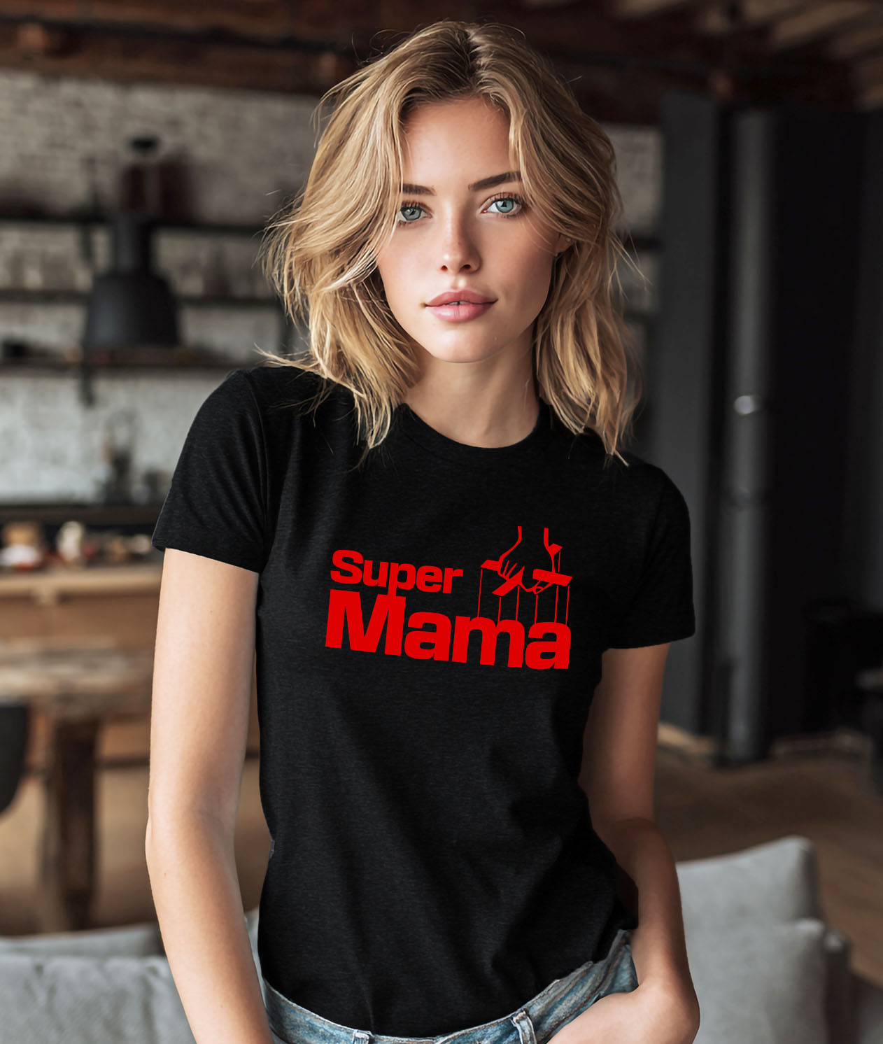 Tricou Femei, Barbati, Copii, Fata, Baiat, Unisex Personalizat "Super Mama – Femeie Puternică – Cadouri Personalizate Marionetă și Papuși" [1]