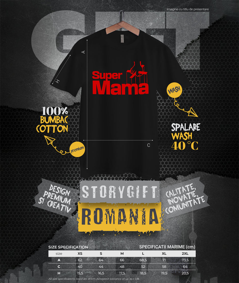 Tricou Femei, Barbati, Copii, Fata, Baiat, Unisex Personalizat "Super Mama – Femeie Puternică – Cadouri Personalizate Marionetă și Papuși" [3]