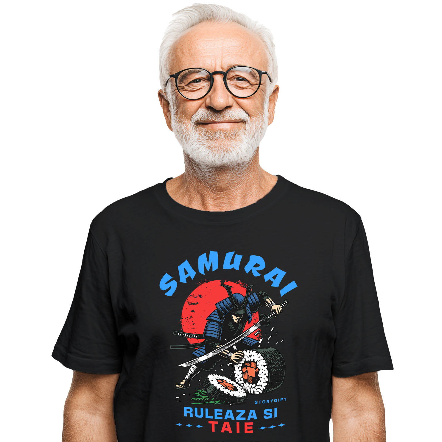Mancare - Tricou Femei, Barbati, Copii, Fata, Baiat, Unisex Personalizat Samurai Ninja cu Sabie Ascuțită și Sushi - Cadouri Personalizate pentru Iubitorii de Mâncare Chinezească și Umor