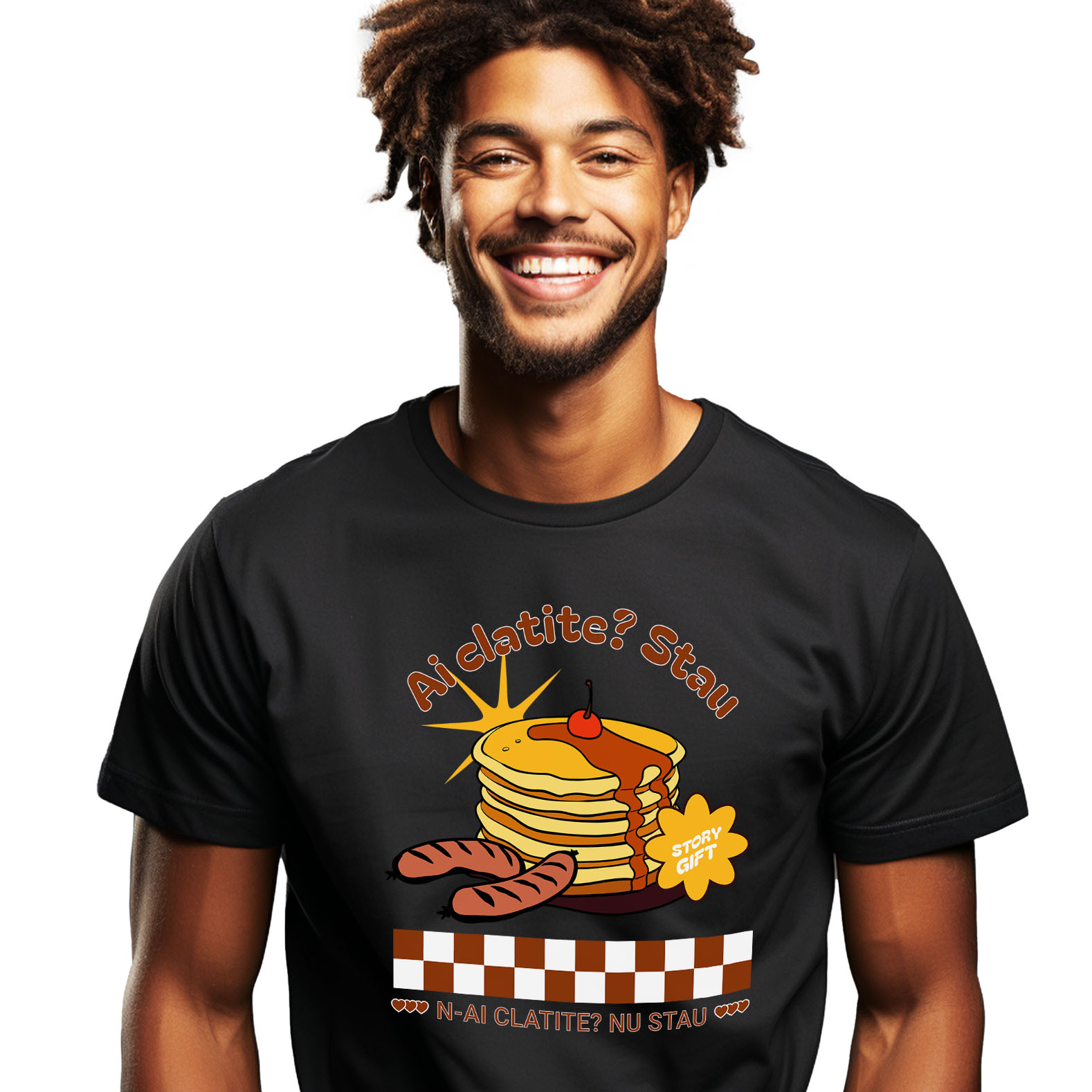 Mancare - Tricou Femei, Barbati, Copii, Fata, Baiat, Unisex Personalizat Clătite personalizate cu text amuzant | Cadouri dulci pentru iubitorii de clătite și familie