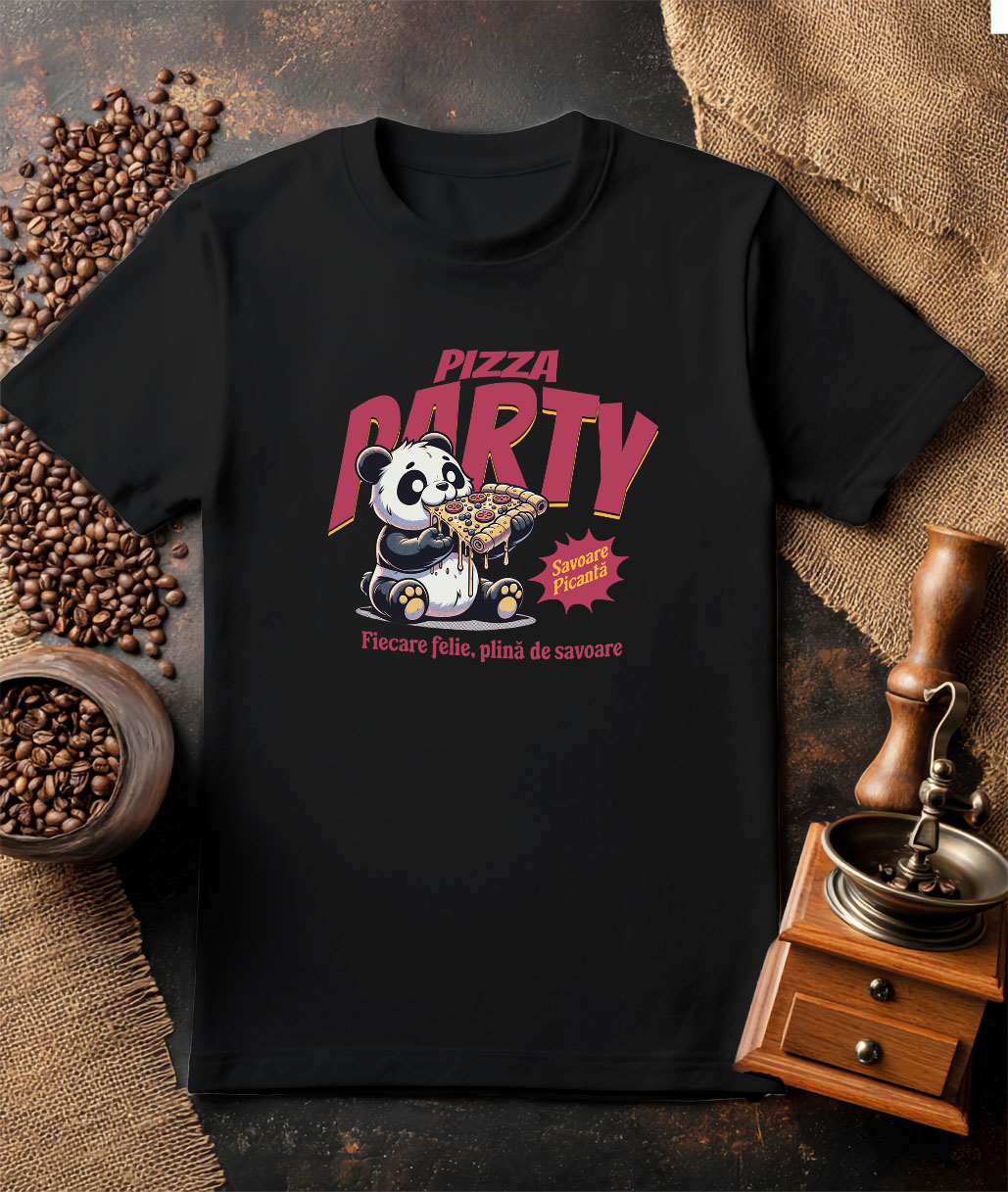 Tricou Femei, Barbati, Copii, Fata, Baiat, Unisex Personalizat Cadouri personalizate pentru iubitorii de pizza | Urs Panda și fast food cu text amuzant [2]