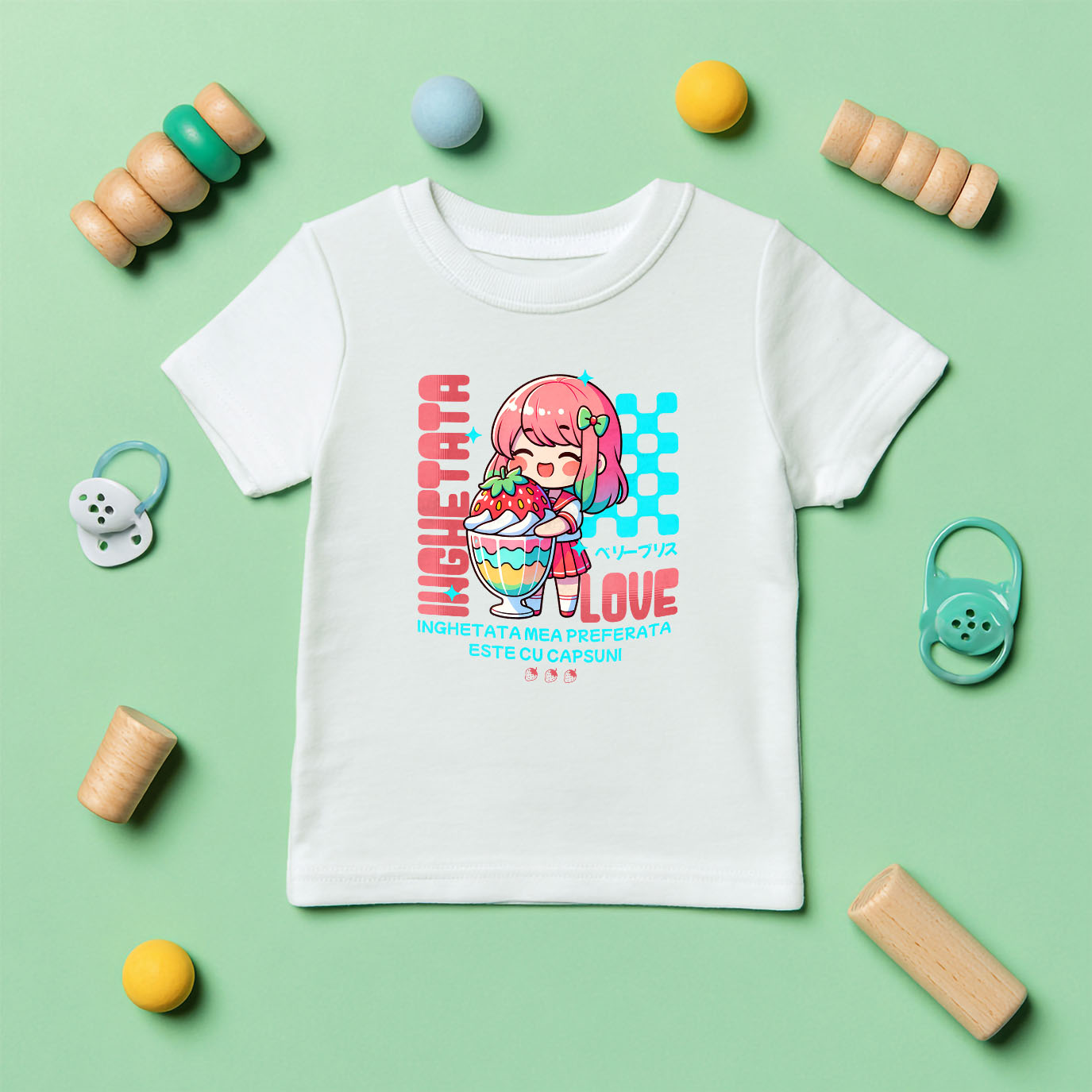 Tricou Femei, Barbati, Copii, Fata, Baiat, Unisex Personalizat Cadou personalizat pentru iubitorii de milkshake | Fata anime cu pahar imens de milkshake și căpșună [4]