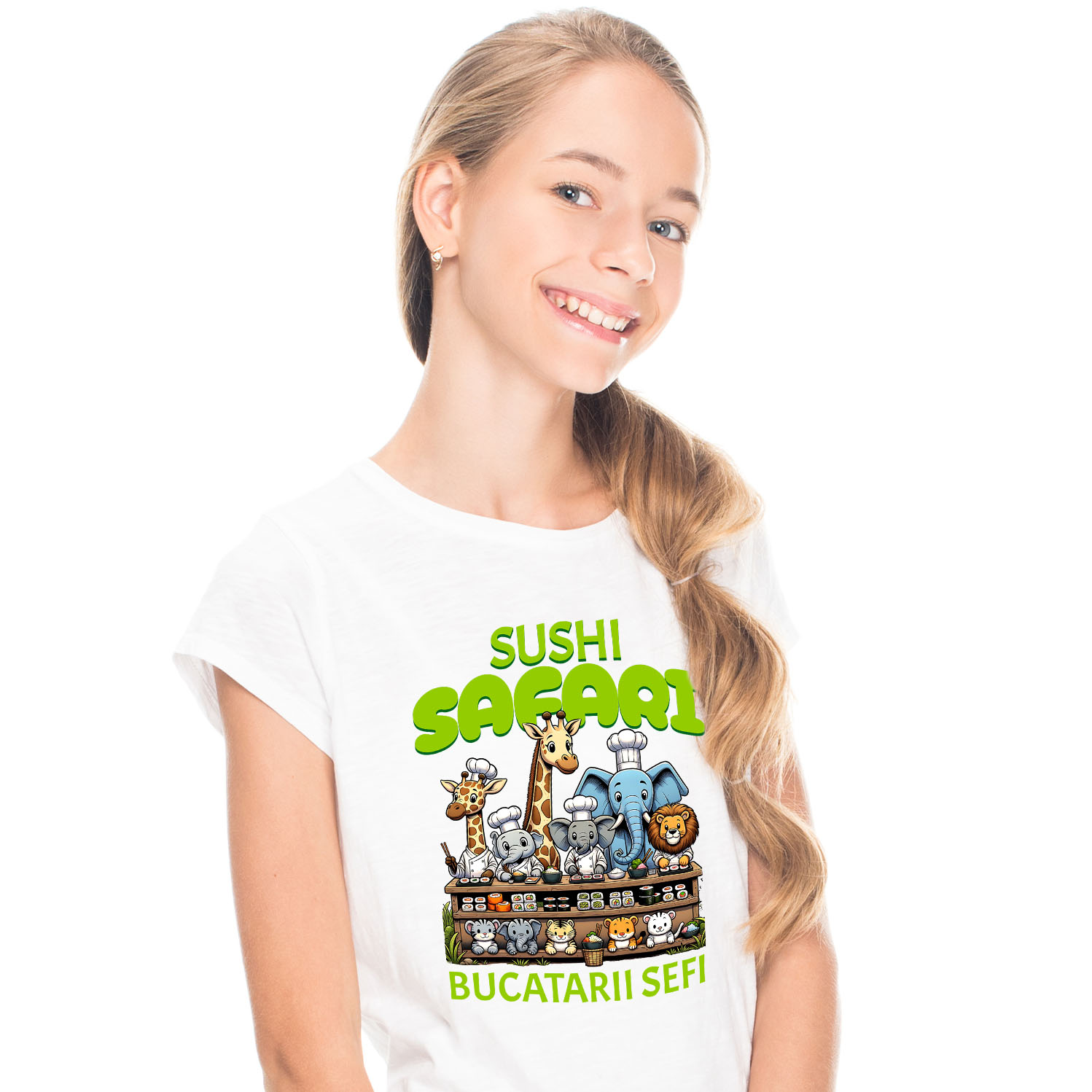 Tricou Femei, Barbati, Copii, Fata, Baiat, Unisex Personalizat Cadou personalizat cu bucătari animaliere și sushi pentru copii | Desene animate și cultură asiatică [1]