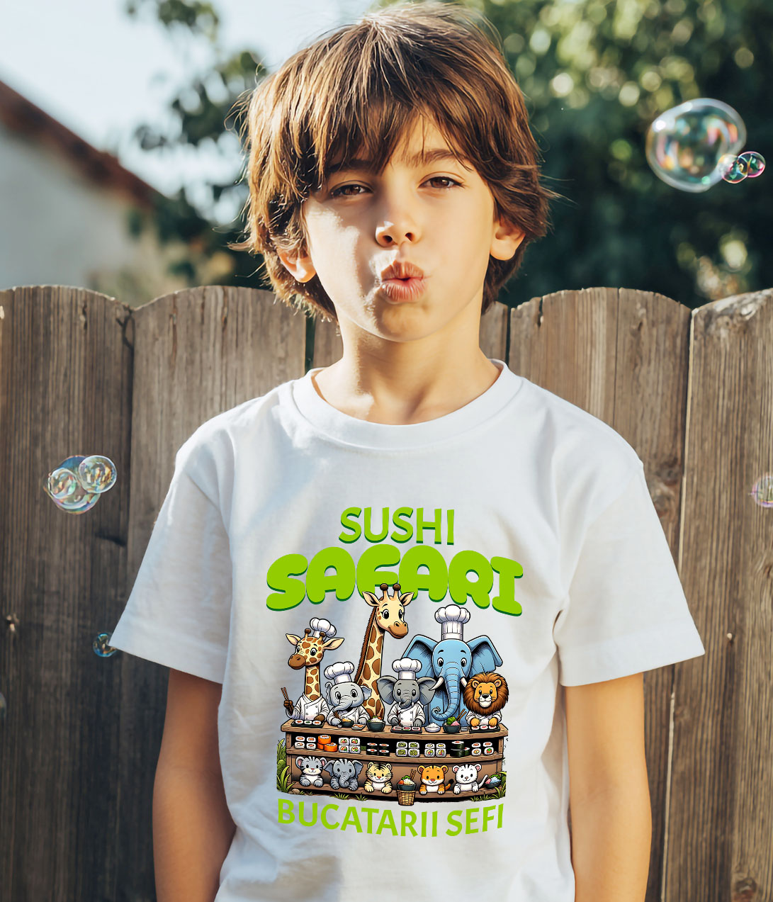 Tricou Femei, Barbati, Copii, Fata, Baiat, Unisex Personalizat Cadou personalizat cu bucătari animaliere și sushi pentru copii | Desene animate și cultură asiatică [2]