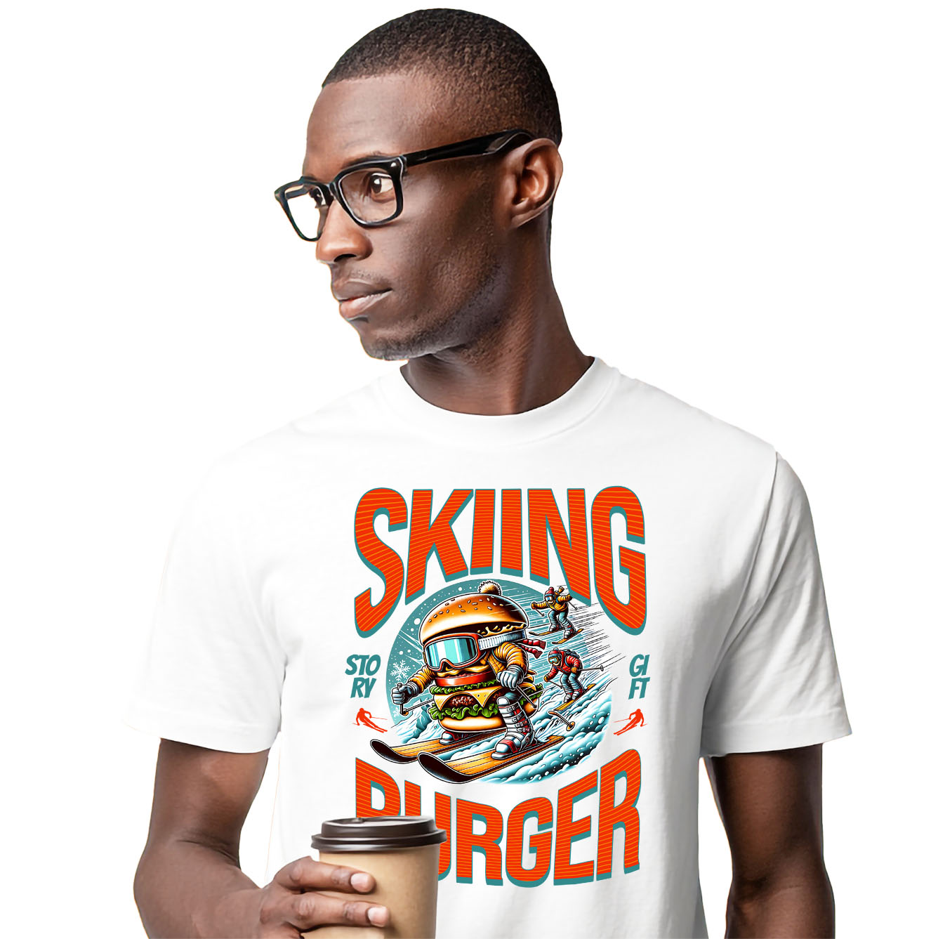 Mancare - Tricou Femei, Barbati, Copii, Fata, Baiat, Unisex Personalizat Dublu Burger Imsen Schiuri Pe Pârtie | Cadou Personalizat Pentru Familie și Iubitorii De Sport