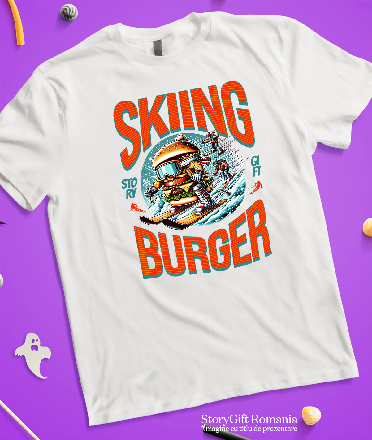 Tricou Femei, Barbati, Copii, Fata, Baiat, Unisex Personalizat Dublu Burger Imsen Schiuri Pe Pârtie | Cadou Personalizat Pentru Familie și Iubitorii De Sport [2]