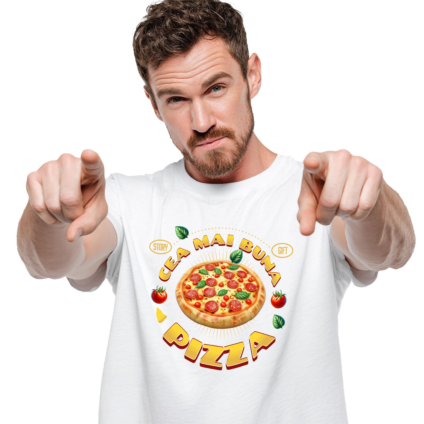 Tricou Femei, Barbati, Copii, Fata, Baiat, Unisex Personalizat Pizza Imensă cu Peperoni și Legume - Fast Food Delicios pentru Familie și Prieteni