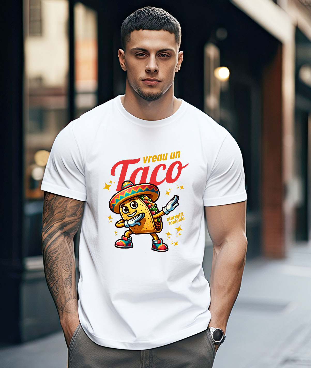 Tricou Femei, Barbati, Copii, Fata, Baiat, Unisex Personalizat Taco personalizat cu palarie mexicană și yoga – Cadou vesel pentru familie și prieteni [1]