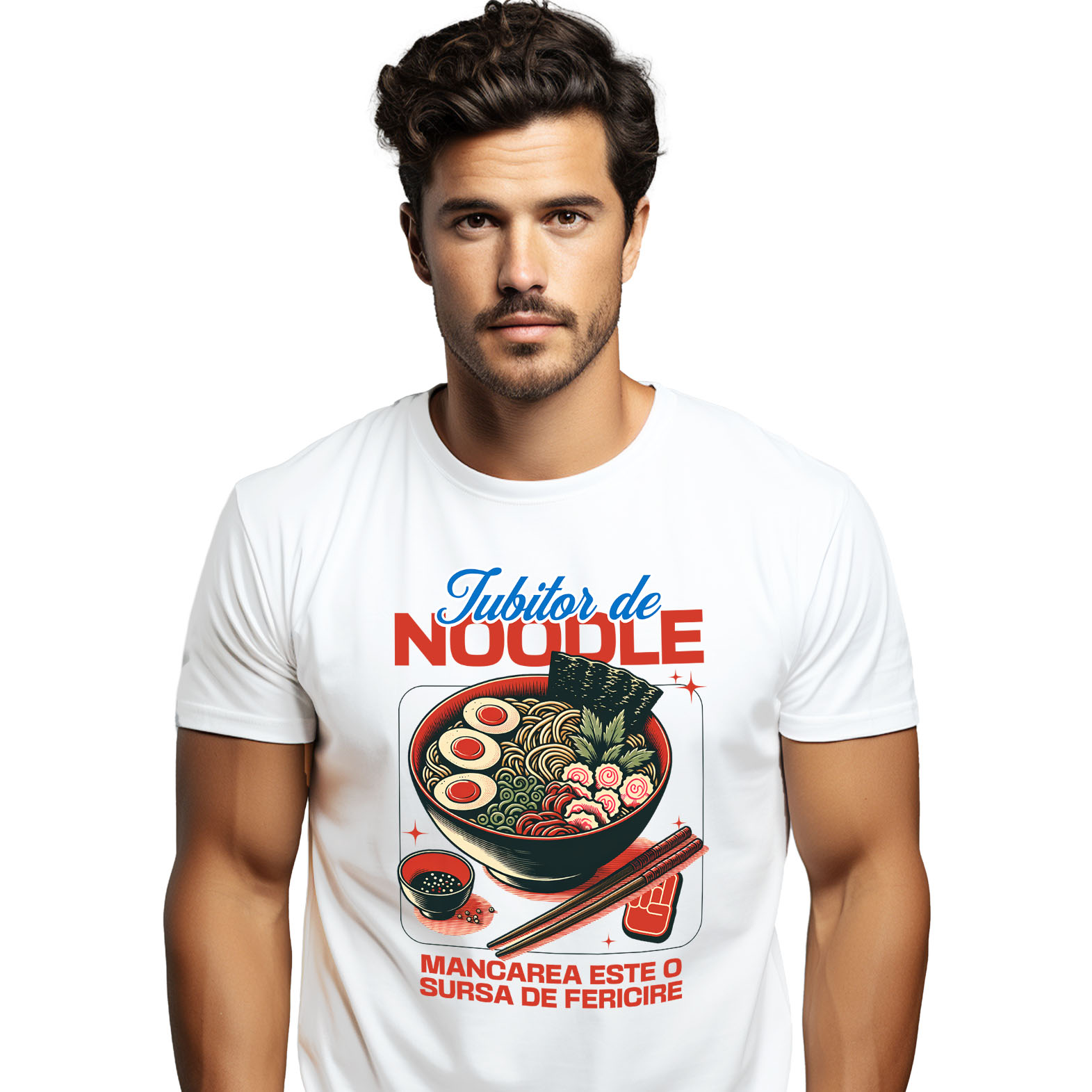 Mancare - Tricou Femei, Barbati, Copii, Fata, Baiat, Unisex Personalizat Supă ramen personalizată cu ou și legume – Cadou perfect pentru iubitorii de mâncare asiatică și anime