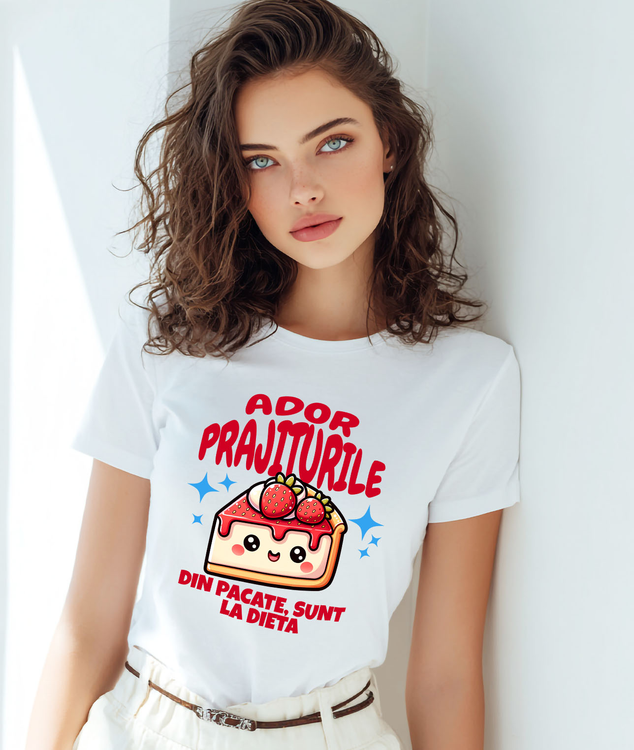 Tricou Femei, Barbati, Copii, Fata, Baiat, Unisex Personalizat Cheesecake personalizat cu căpșuni și mesaj haios – Cadou ideal pentru iubitorii de prăjituri [1]