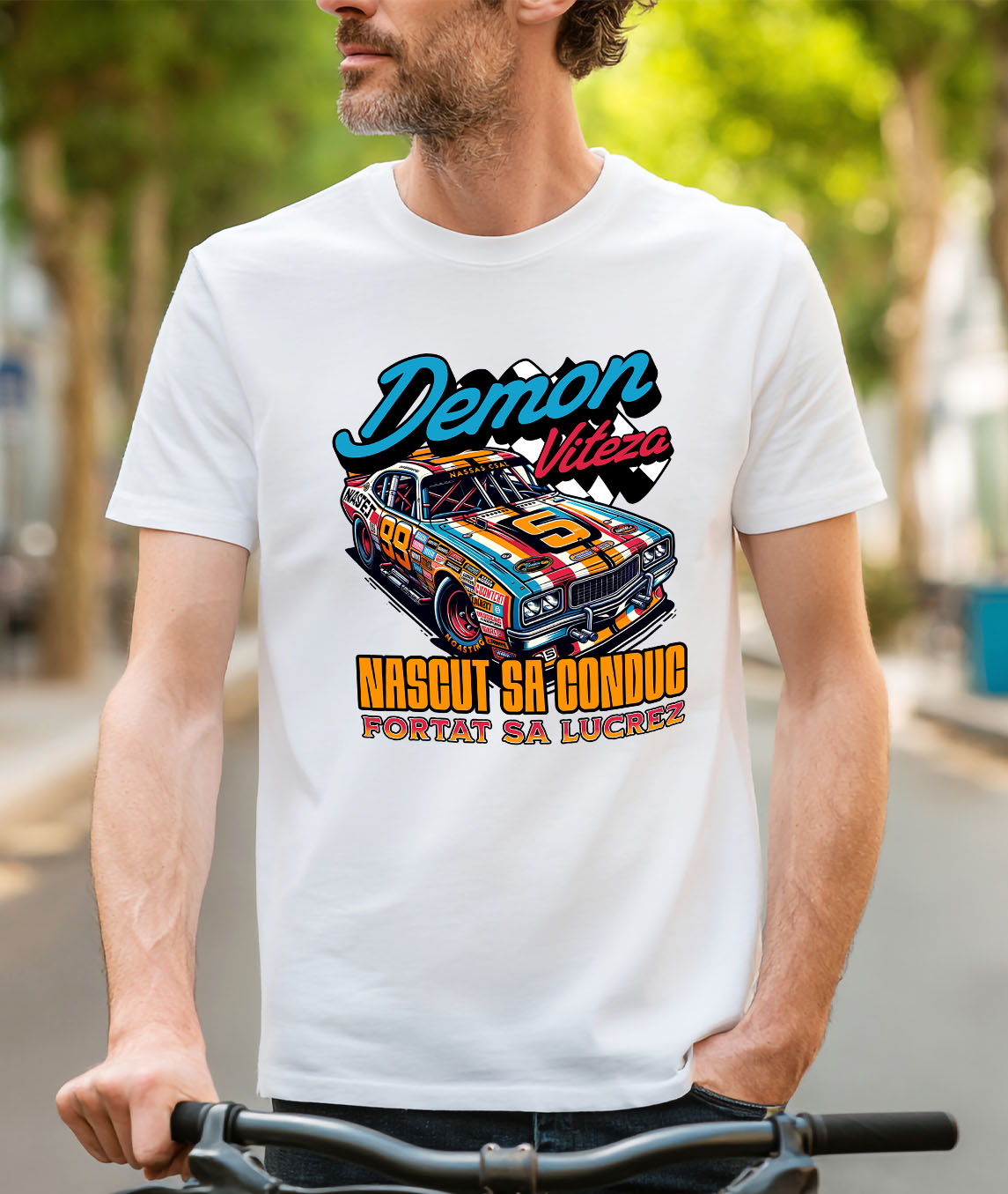 Tricou Femei, Barbati, Copii, Fata, Baiat, Unisex Personalizat Mașină De Curse Colorată – Demonul Vitezei Cu Numărul 5 [1]