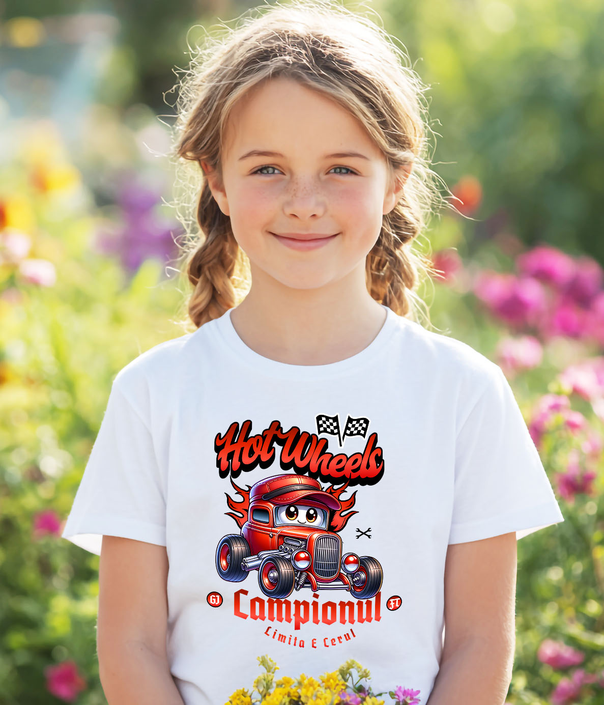 Tricou Femei, Barbati, Copii, Fata, Baiat, Unisex Personalizat Animație Mașină Roșie Vintage – Hot Wheels și Aventură Auto [2]