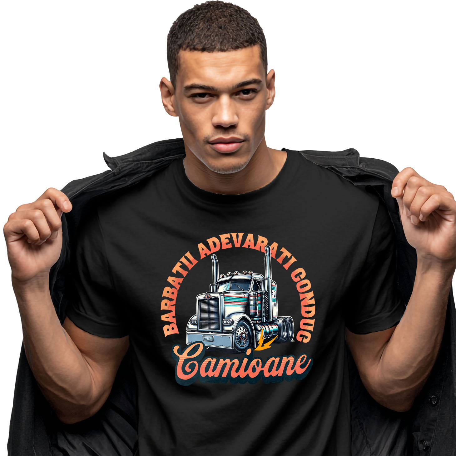 Masini - Tricou Femei, Barbati, Copii, Fata, Baiat, Unisex Personalizat Tir Colorat – Meserie Pentru Bărbați Adevărați | Camionagii Haiosi