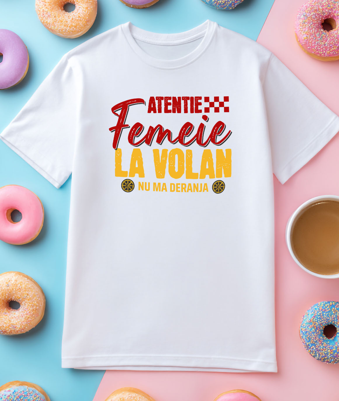 Tricou Femei, Barbati, Copii, Fata, Baiat, Unisex Personalizat Mesaj Colorat – Roți Mașină | Design Vibrant pentru Iubitorii de Viteză [2]