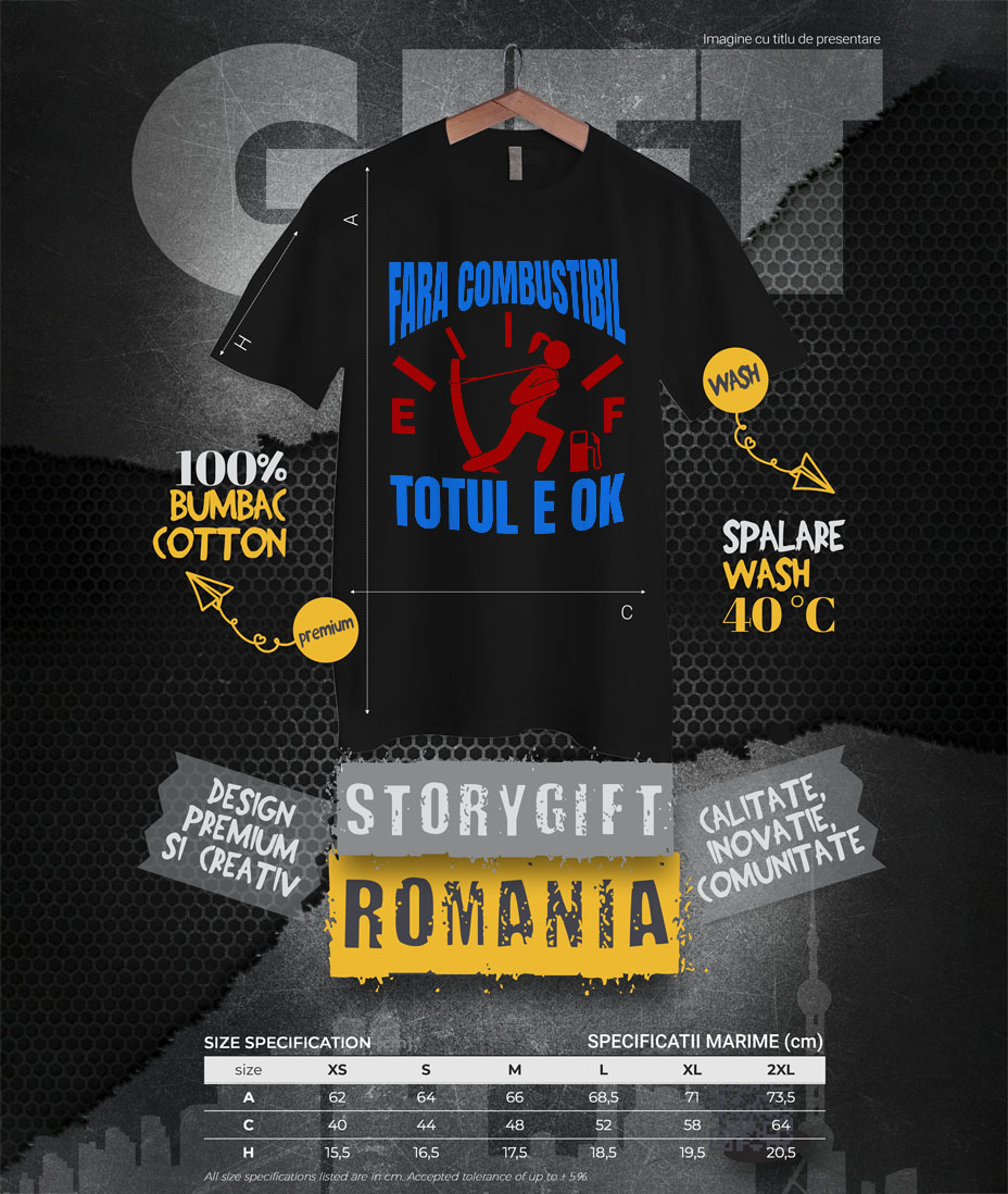Tricou Femei, Barbati, Copii, Fata, Baiat, Unisex Personalizat Semn Bord Mașină – Nivel Combustibil Scăzut cu Design Haios [3]