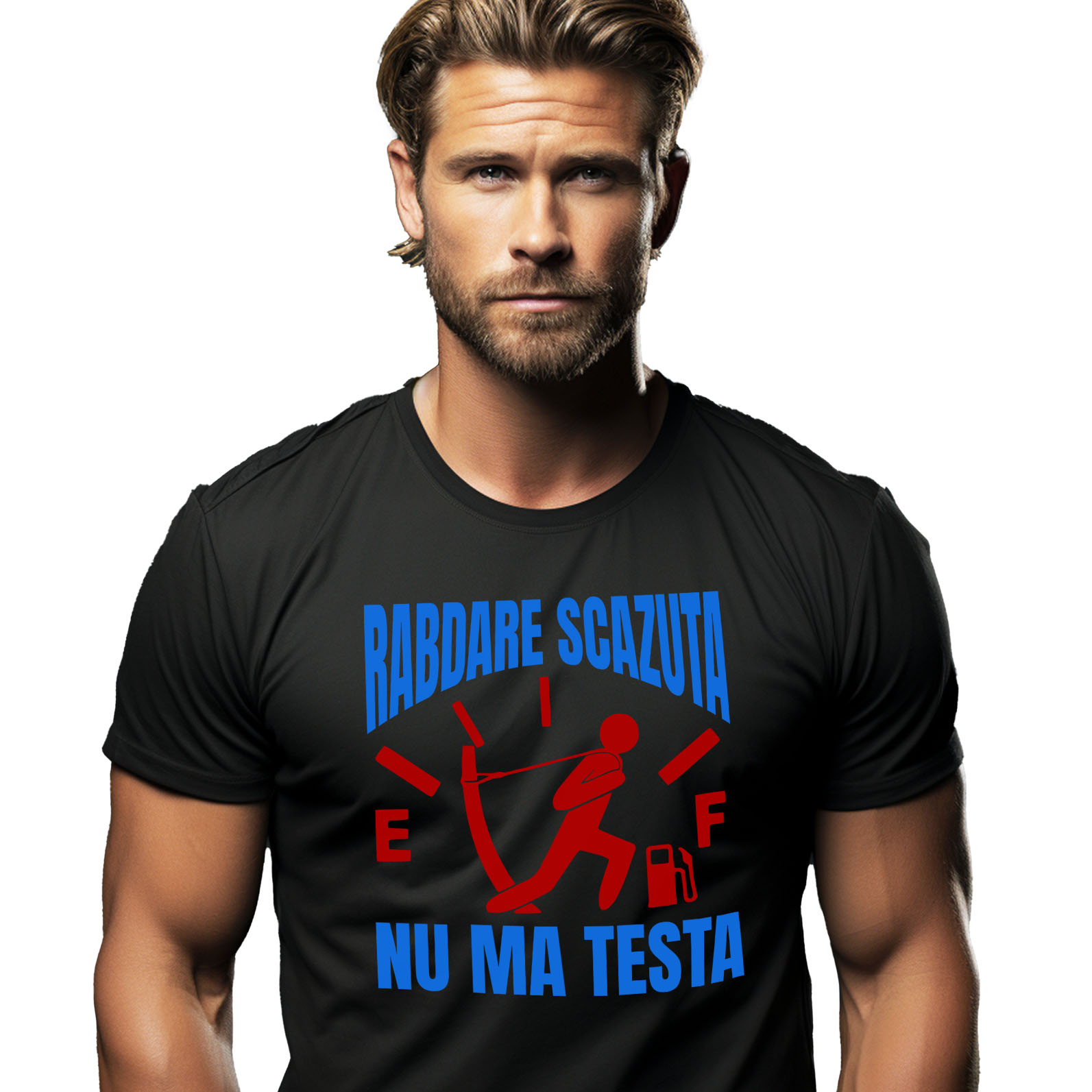 Masini - Tricou Femei, Barbati, Copii, Fata, Baiat, Unisex Personalizat Semn Bord – Bărbat Tragând Sfoara la Nivelul Combustibilului Scăzut