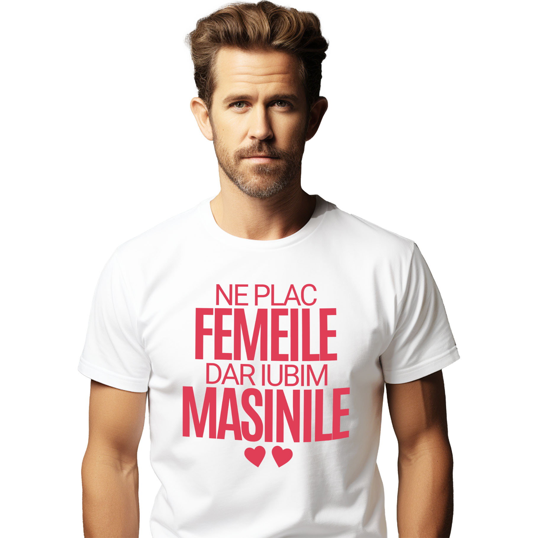 Masini - Tricou Femei, Barbati, Copii, Fata, Baiat, Unisex Personalizat Mesaj Romantic cu Inimioare – Declarație de Dragoste în Română