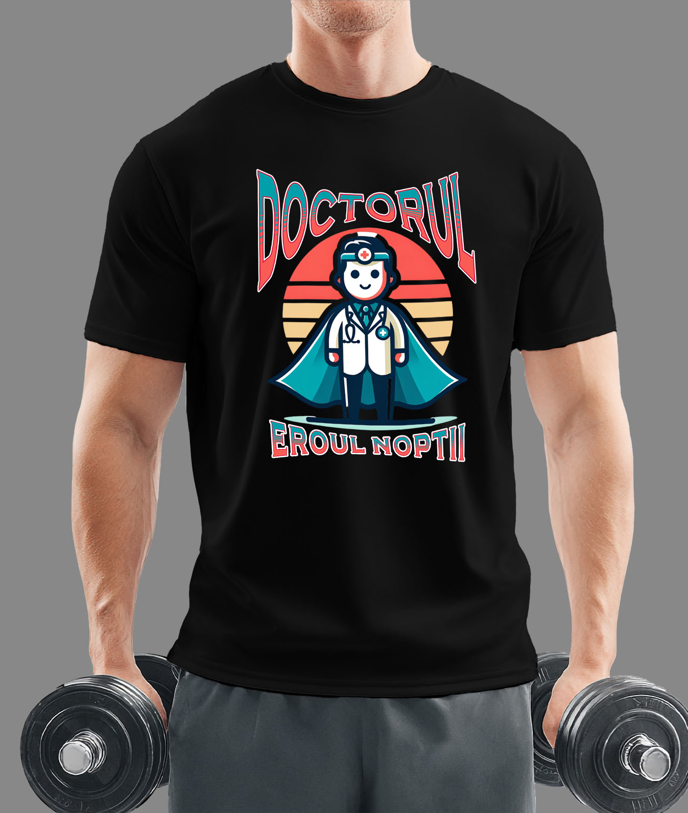 Tricou Femei, Barbati, Copii, Fata, Baiat, Unisex Personalizat Doctor Super Erou – Eroul Sănătății Cu Pasiune și Dedicare [1]