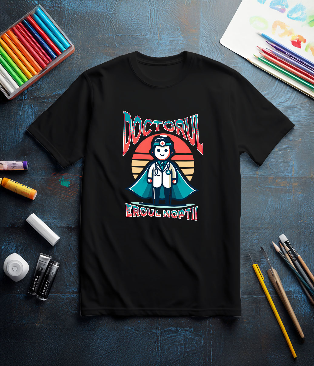 Tricou Femei, Barbati, Copii, Fata, Baiat, Unisex Personalizat Doctor Super Erou – Eroul Sănătății Cu Pasiune și Dedicare [2]