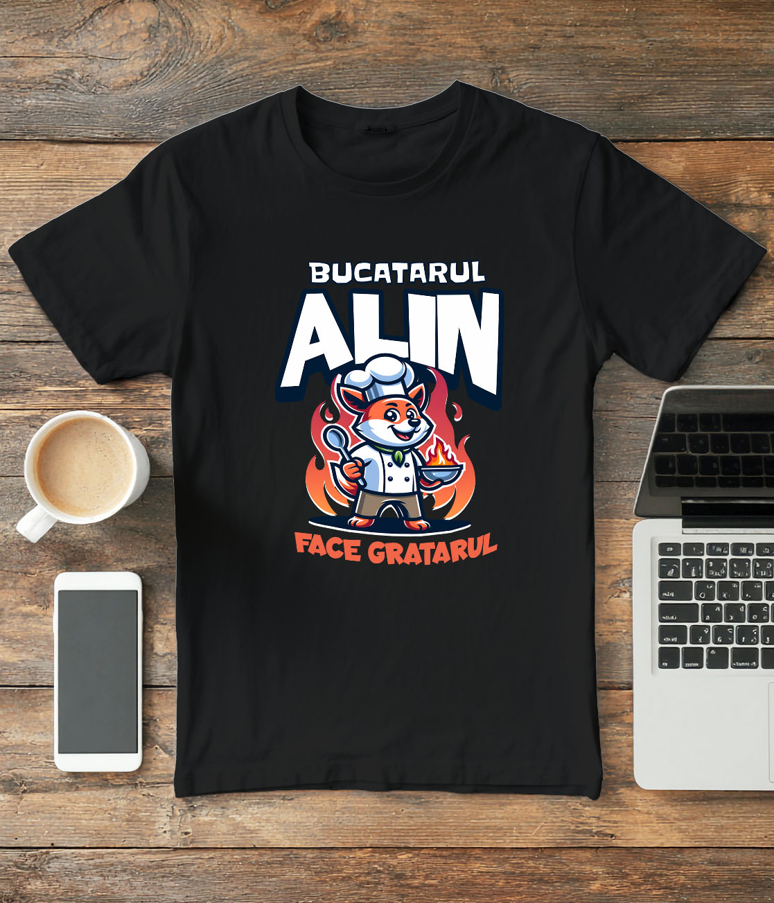 Tricou Femei, Barbati, Copii, Fata, Baiat, Unisex Personalizat Vulpe Bucătar – Design Haios Pentru Pasionații De Grătar și Bucătărie [2]