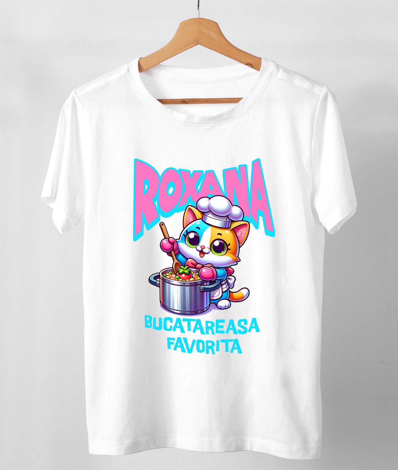 Tricou Femei, Barbati, Copii, Fata, Baiat, Unisex Personalizat Pisică Colorată Veselă – Cadou Personalizat pentru Bucătărese și Iubitori de Pisici [2]