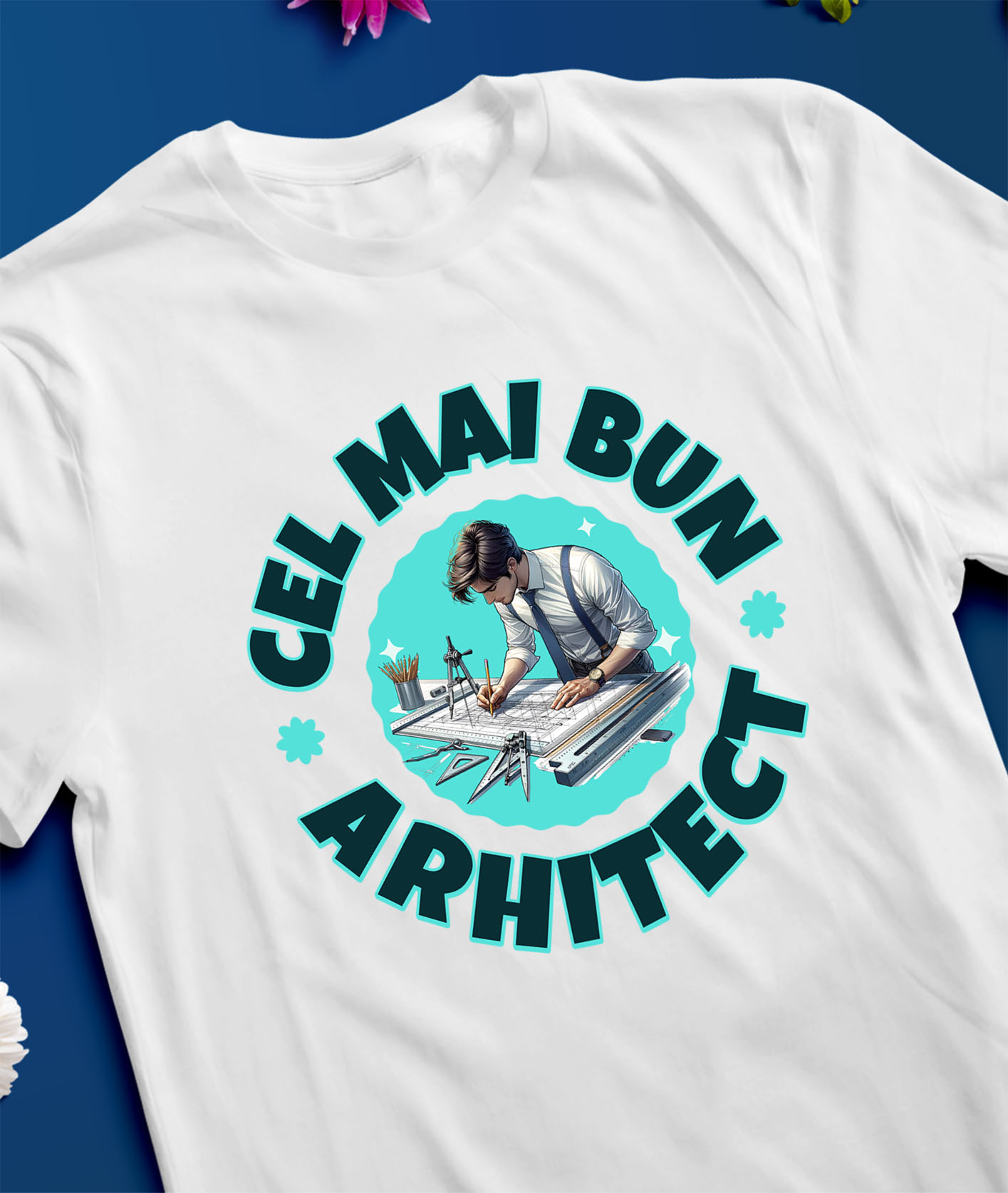 Tricou Femei, Barbati, Copii, Fata, Baiat, Unisex Personalizat Bărbat Arhitect în Costum – Cadou Personalizat pentru Profesioniști în Design și Construcții [2]