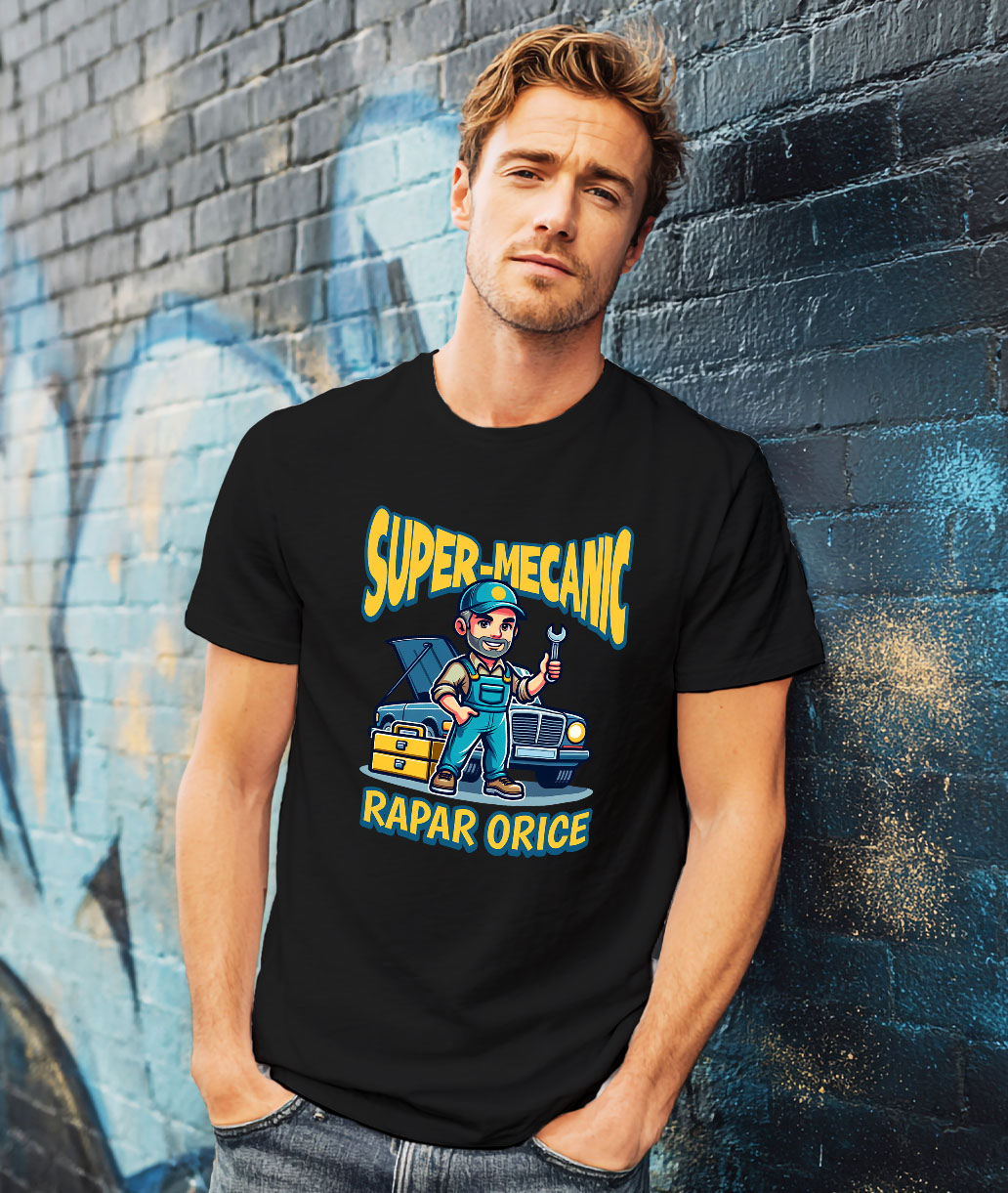 Tricou Femei, Barbati, Copii, Fata, Baiat, Unisex Personalizat Mecanic Auto în Acțiune – Cadou Personalizat pentru Pasionații de Mașini și Reparații [1]
