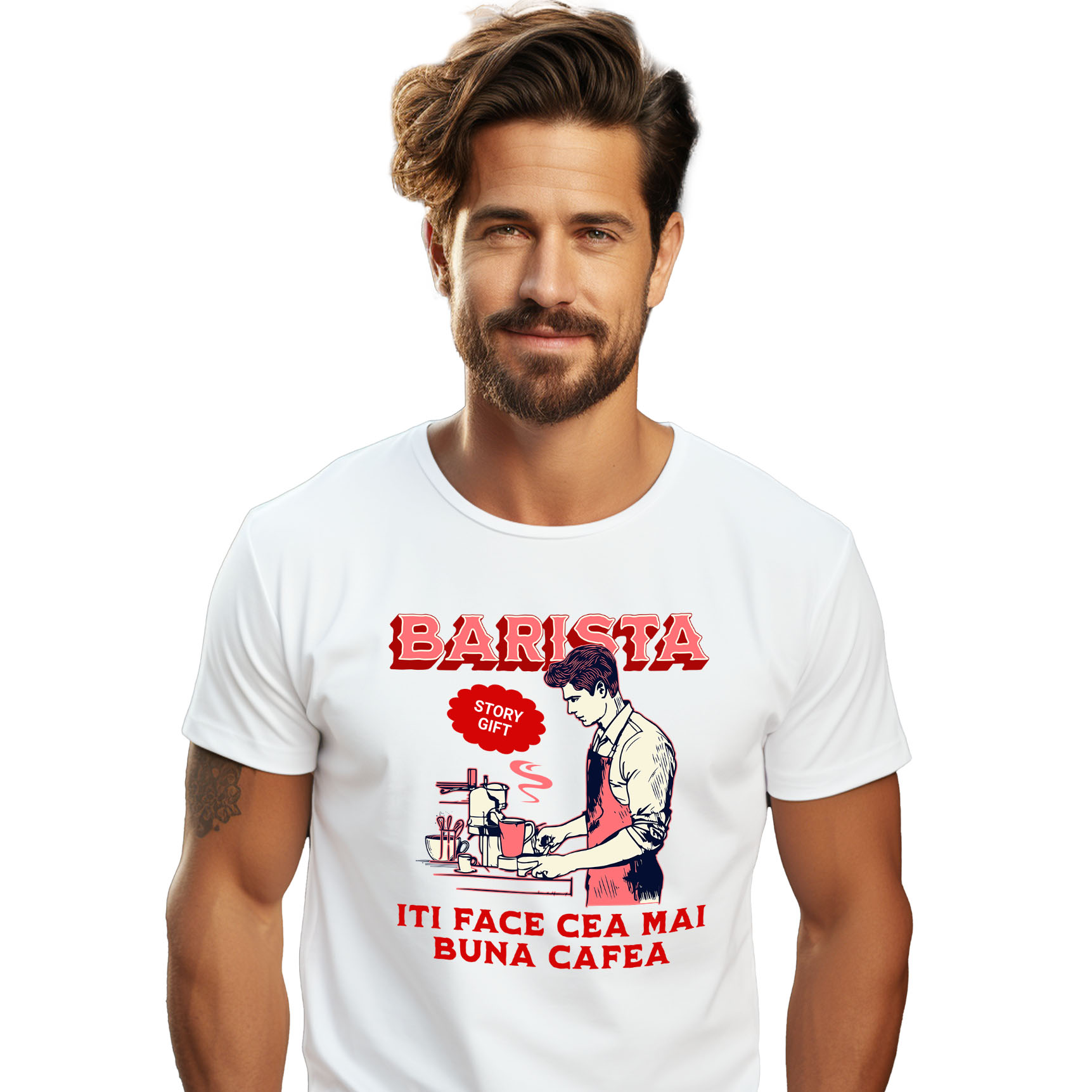 Tricou Femei, Barbati, Copii, Fata, Baiat, Unisex Personalizat Bărbat Barista – Pasiune pentru Cafea și Meseria Perfectă