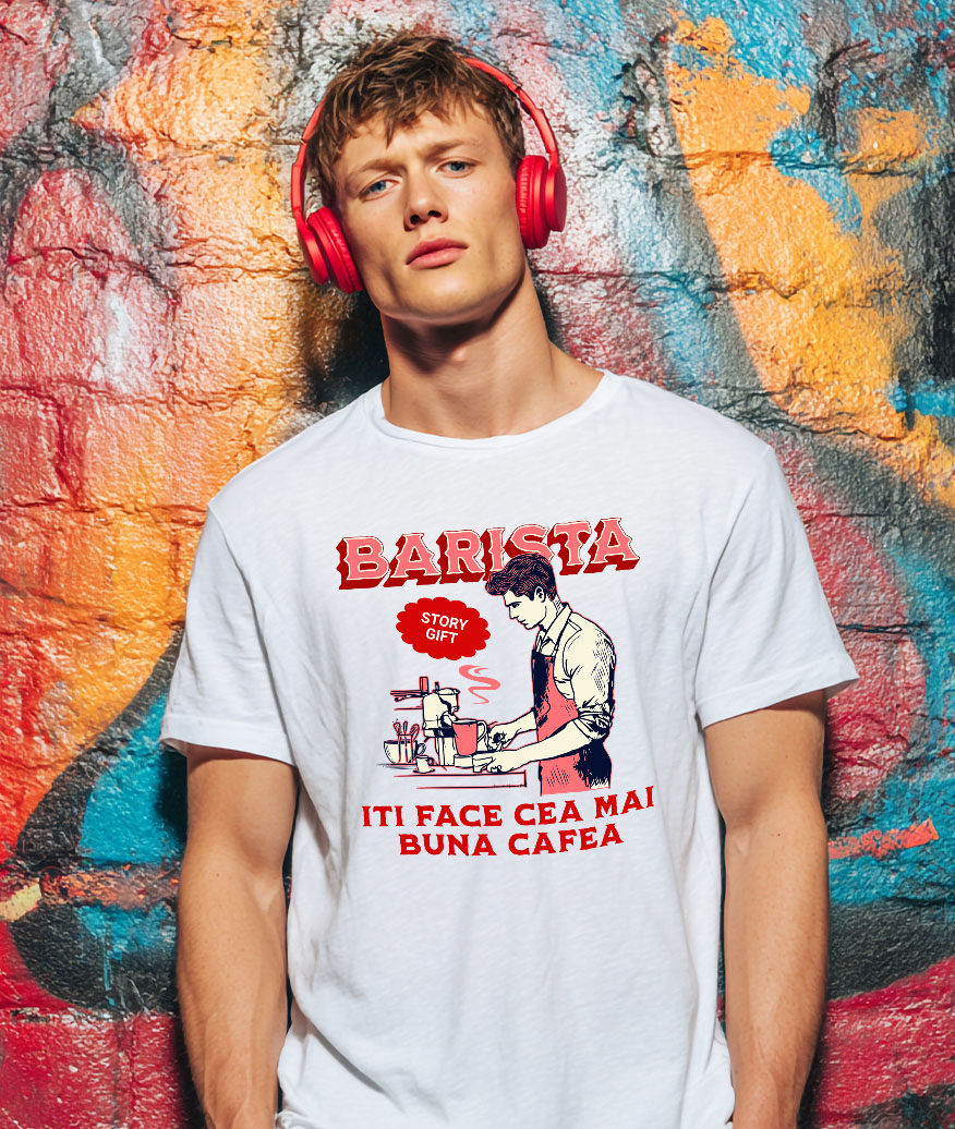 Tricou Femei, Barbati, Copii, Fata, Baiat, Unisex Personalizat Bărbat Barista – Pasiune pentru Cafea și Meseria Perfectă [1]
