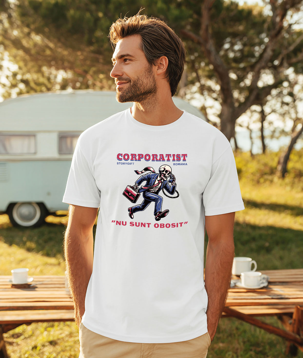 Tricou Femei, Barbati, Copii, Fata, Baiat, Unisex Personalizat Schelet Corporatist – Viața de Birou în Ilustrație Amuzantă [1]