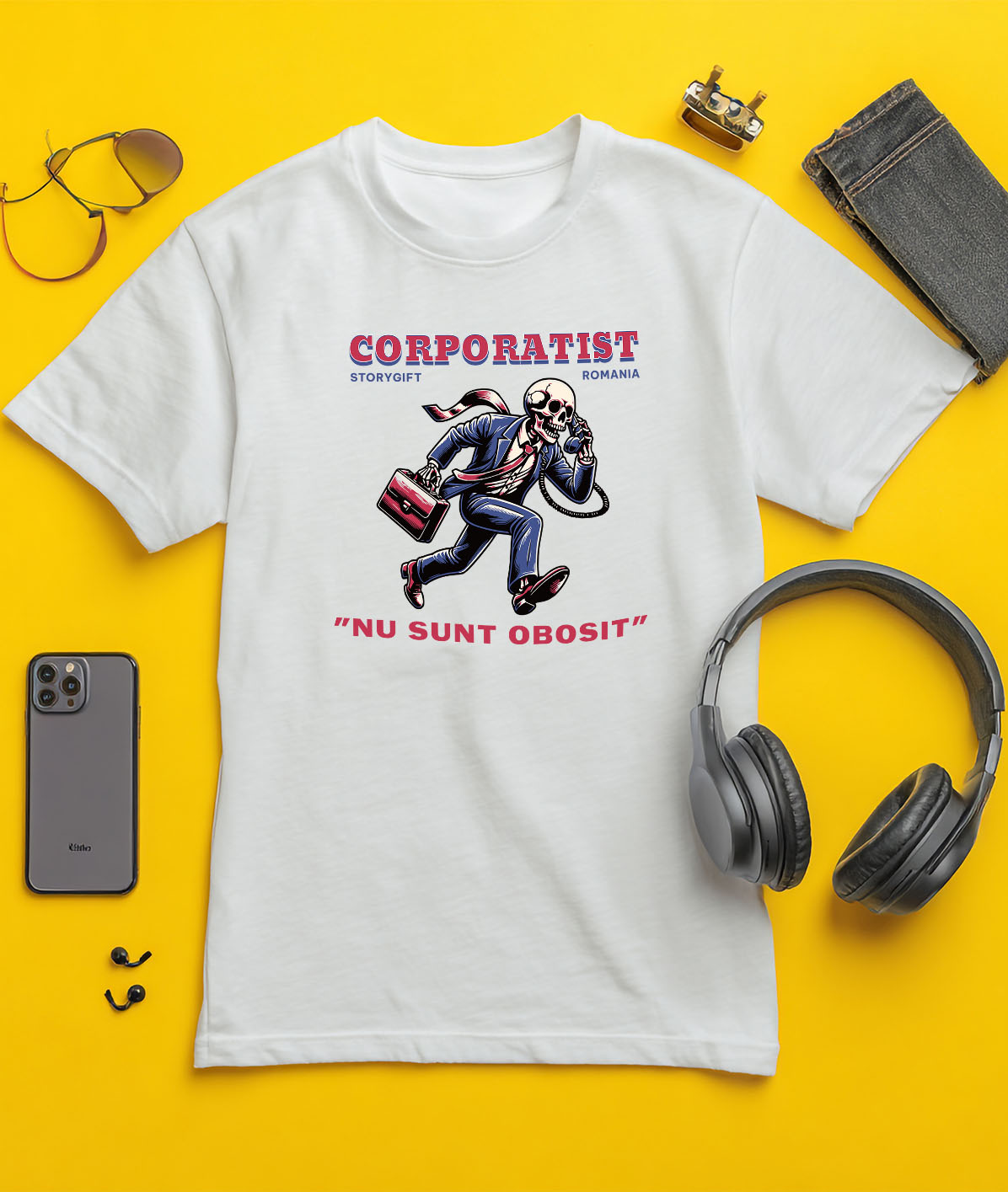 Tricou Femei, Barbati, Copii, Fata, Baiat, Unisex Personalizat Schelet Corporatist – Viața de Birou în Ilustrație Amuzantă [2]